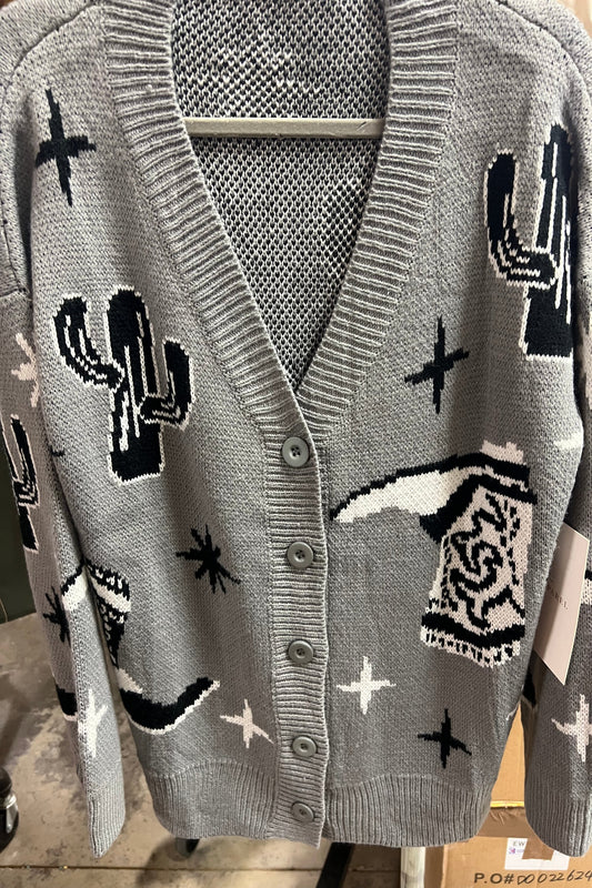HH1113 GREY CACTUS BOOT CARDI