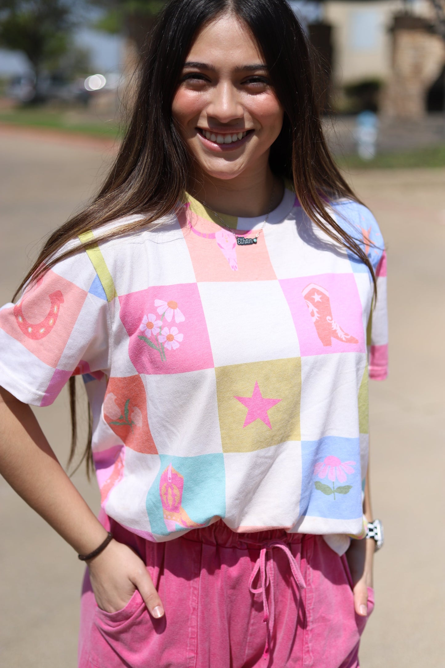 HH1501 COWGIRL CHECK PRINTED TEE