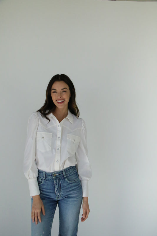 HH2710-WW WHITE WATER WICKING PUFF SLEEVE PEARL SNAP