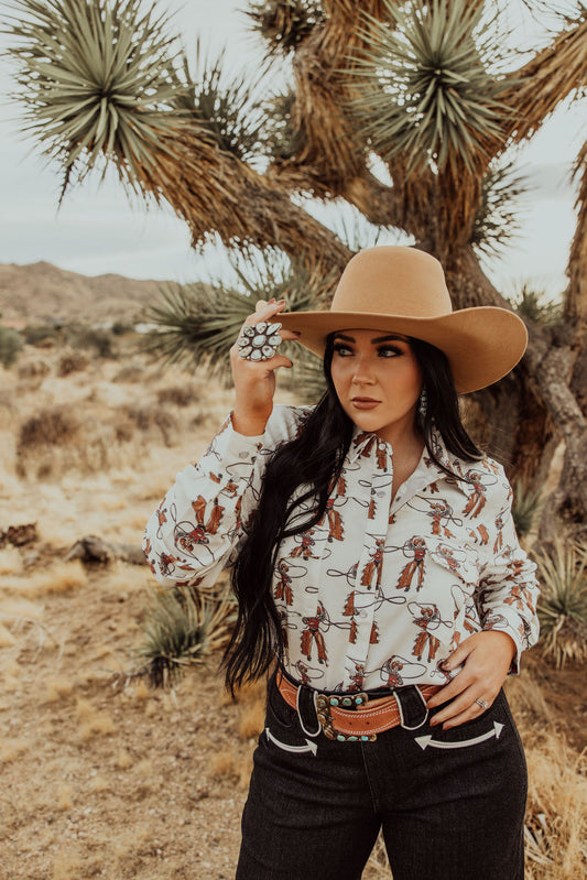 HH11 ROPING COWBOY LS PEARL SNAP TOOP