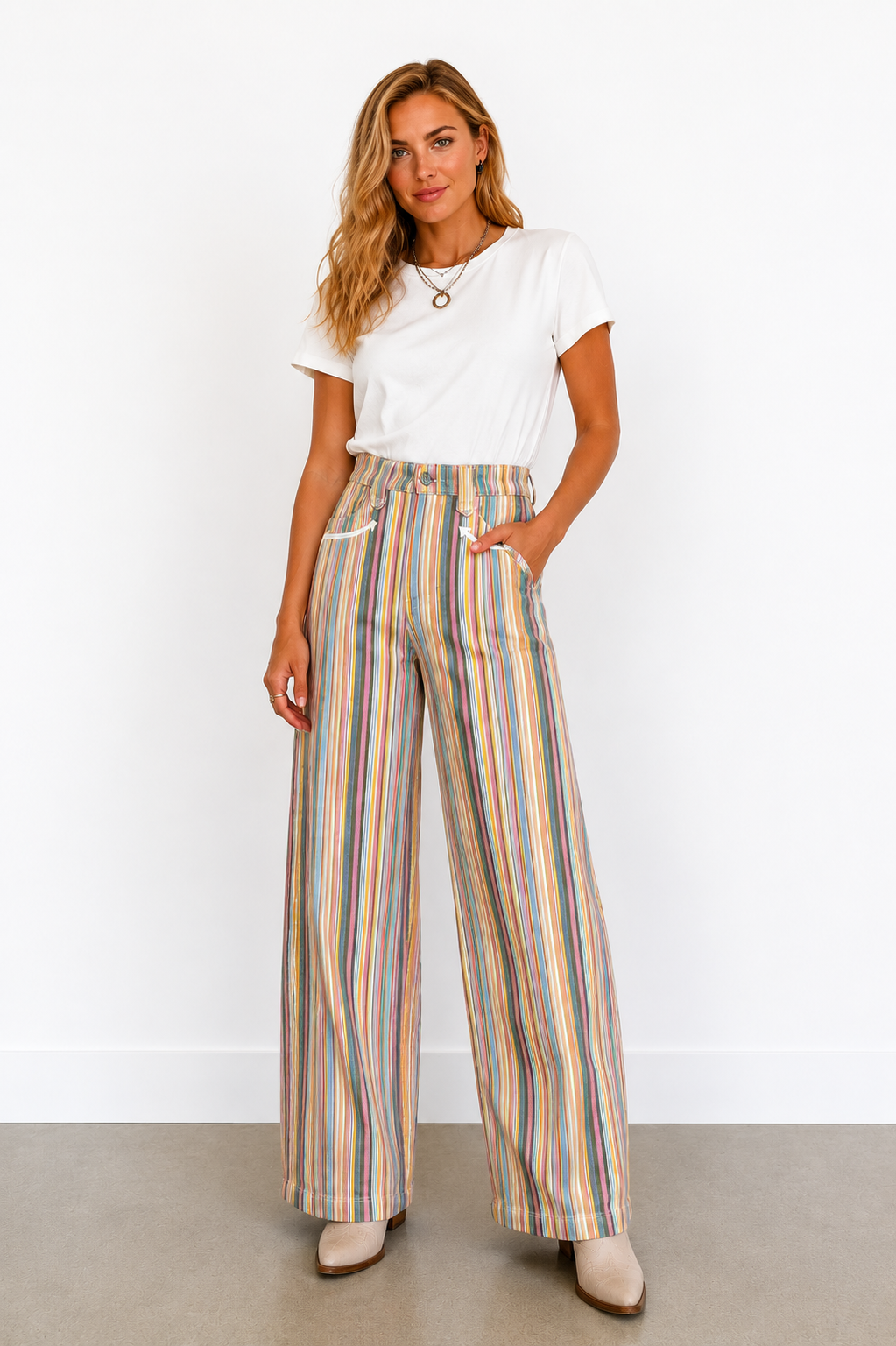 Pants, Pink Denim Yellow Stripe Smiley Denim HH8800(PACK OF 7)