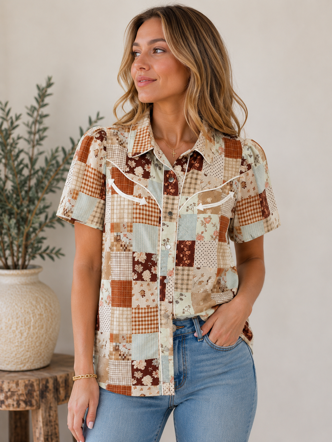 Pearl Snap, Prairie Quilt Short Sleeve HH2707(Pack of 7)