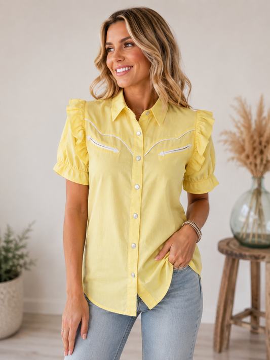 Pearl Snap, Butter Yellow Ruffle SS HH2735(Pack of 7)