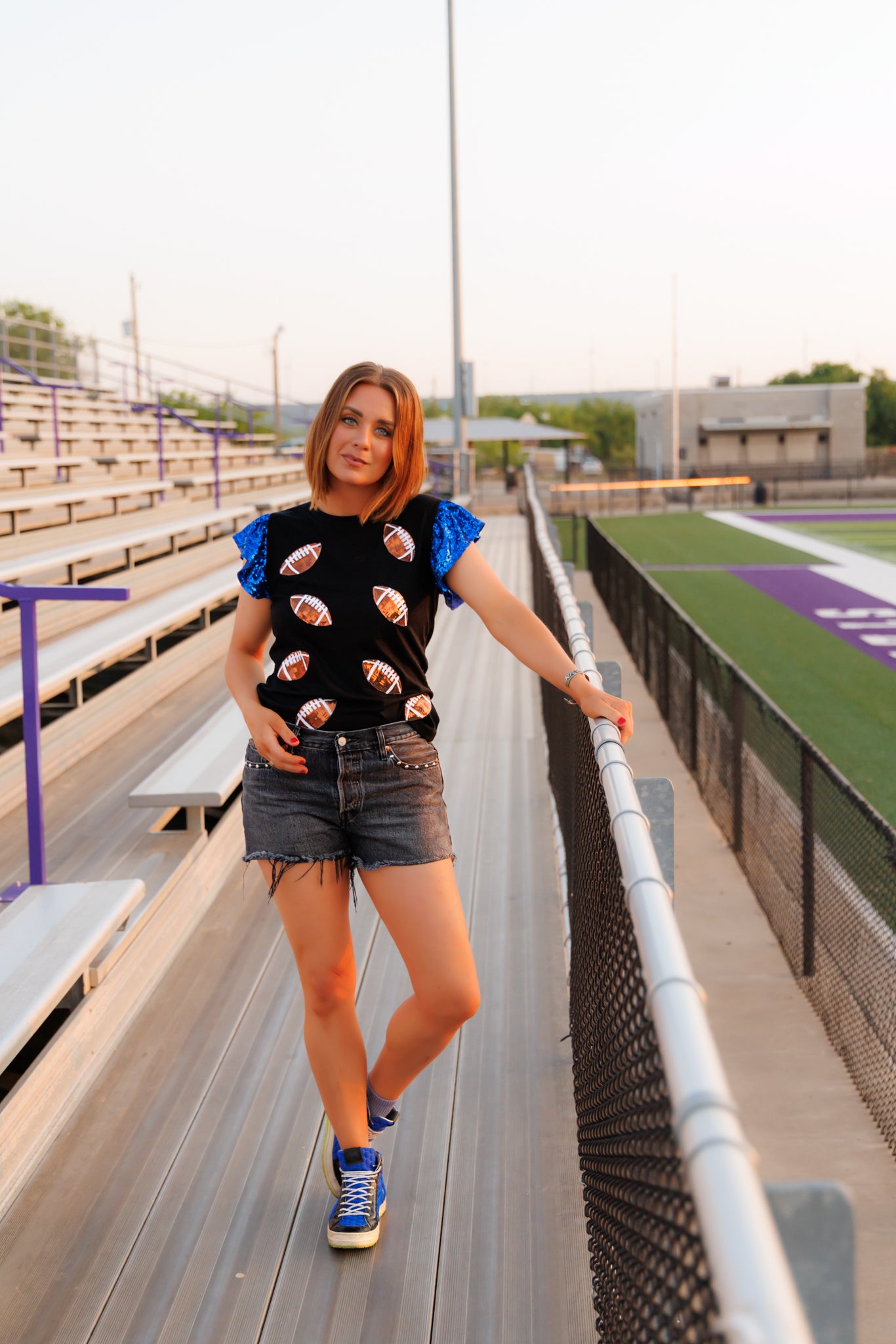 HH250 FOOTBALL BLUE SEQUIN SLEEVES
