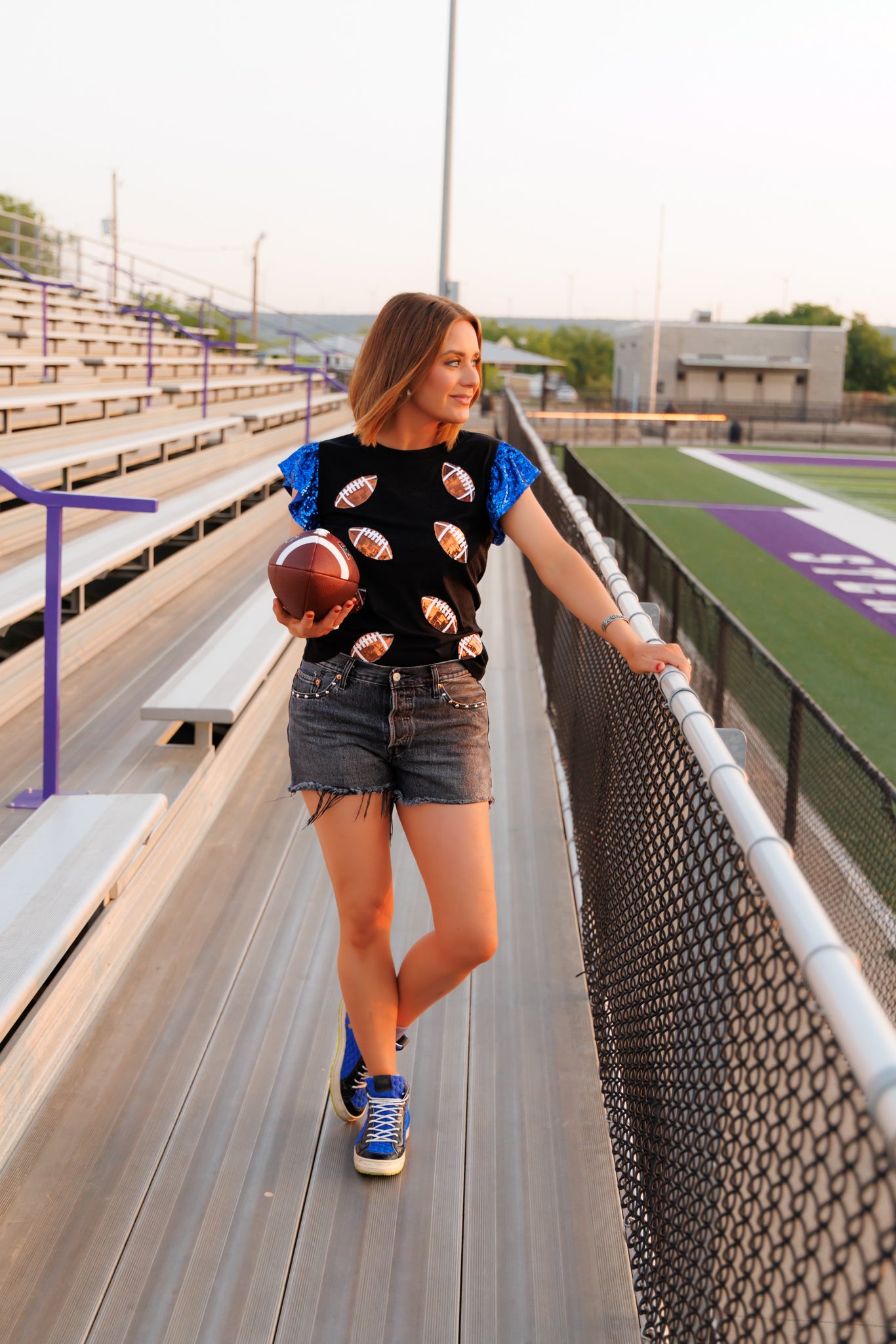 HH250 FOOTBALL BLUE SEQUIN SLEEVES