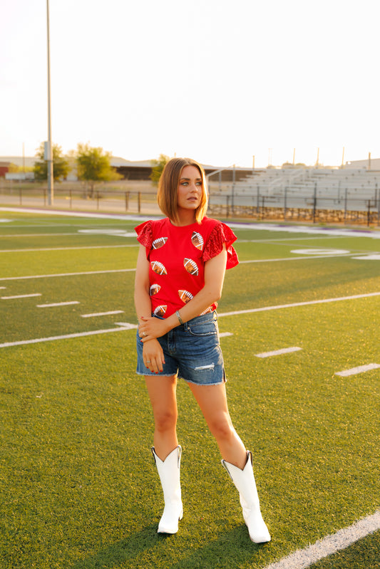 HH250 FOOTBALL RED SEQUIN SLEEVES
