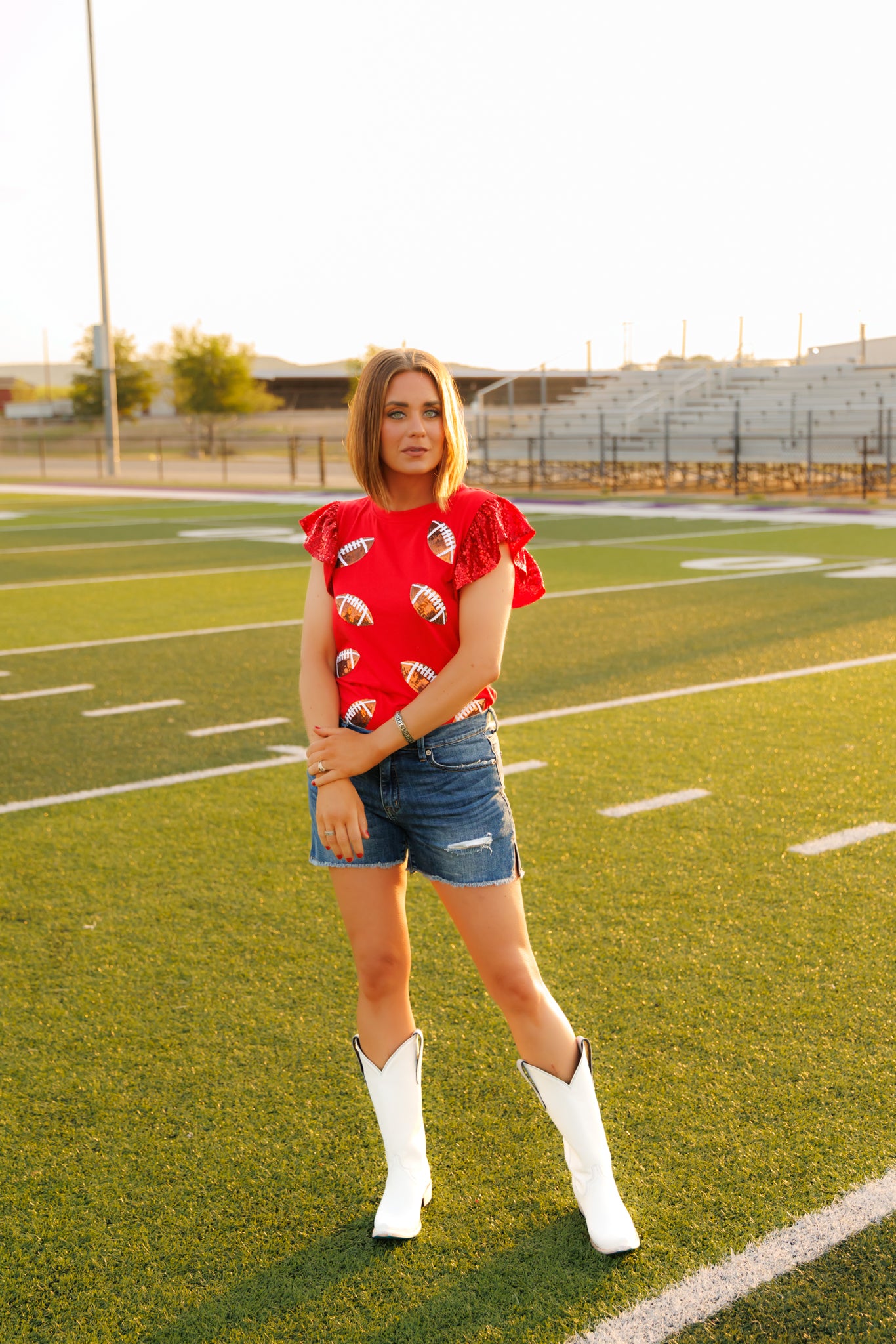HH250 FOOTBALL RED SEQUIN SLEEVES
