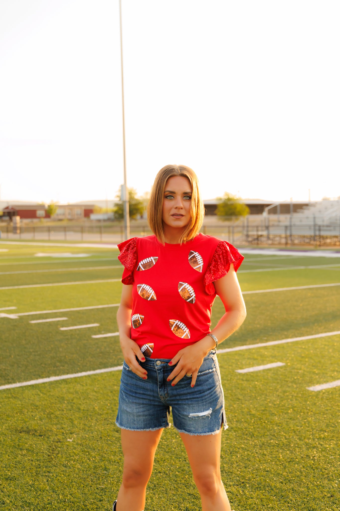 HH250 FOOTBALL RED SEQUIN SLEEVES