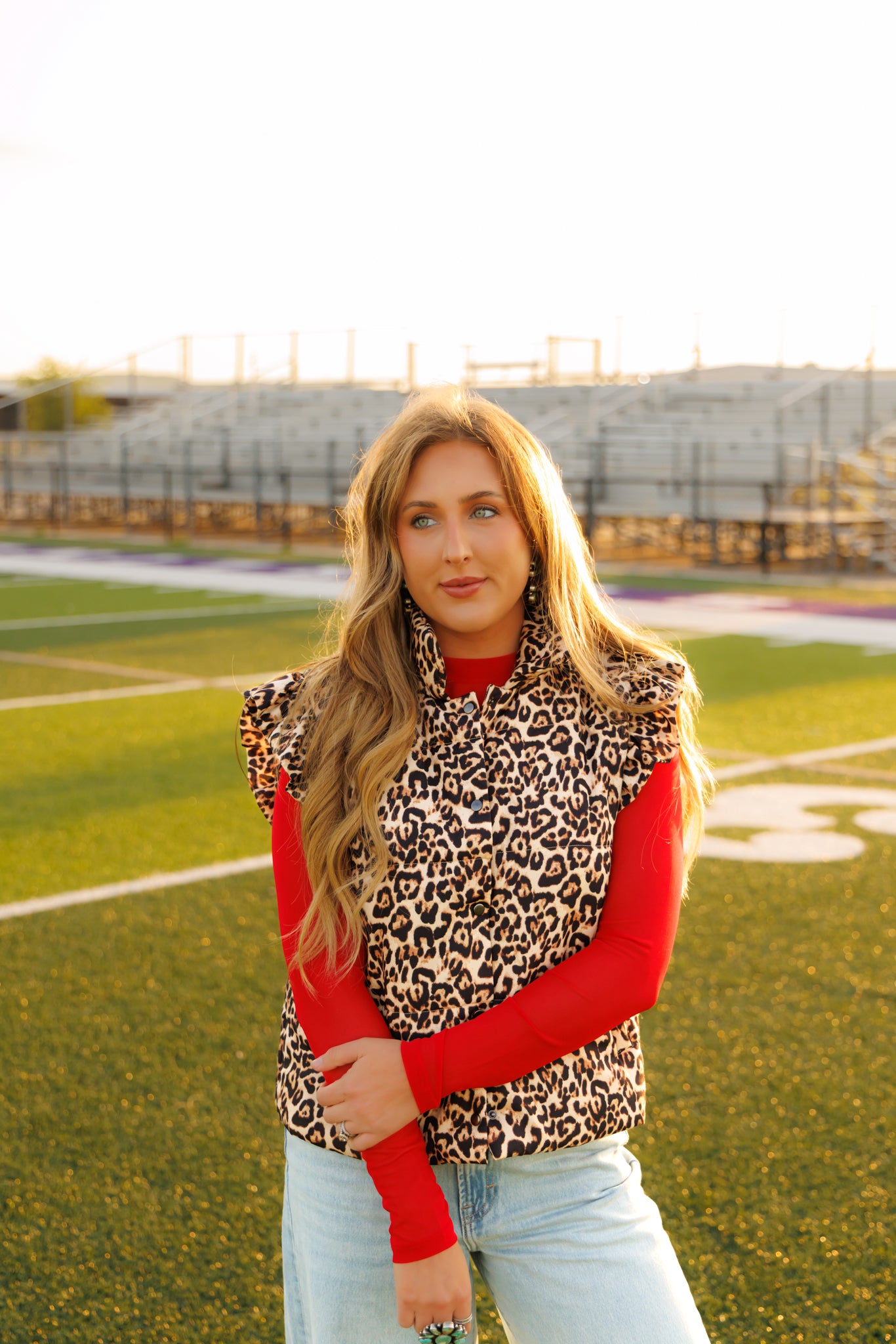 HH1171 LEOPARD RUFFLE PUFFER VEST