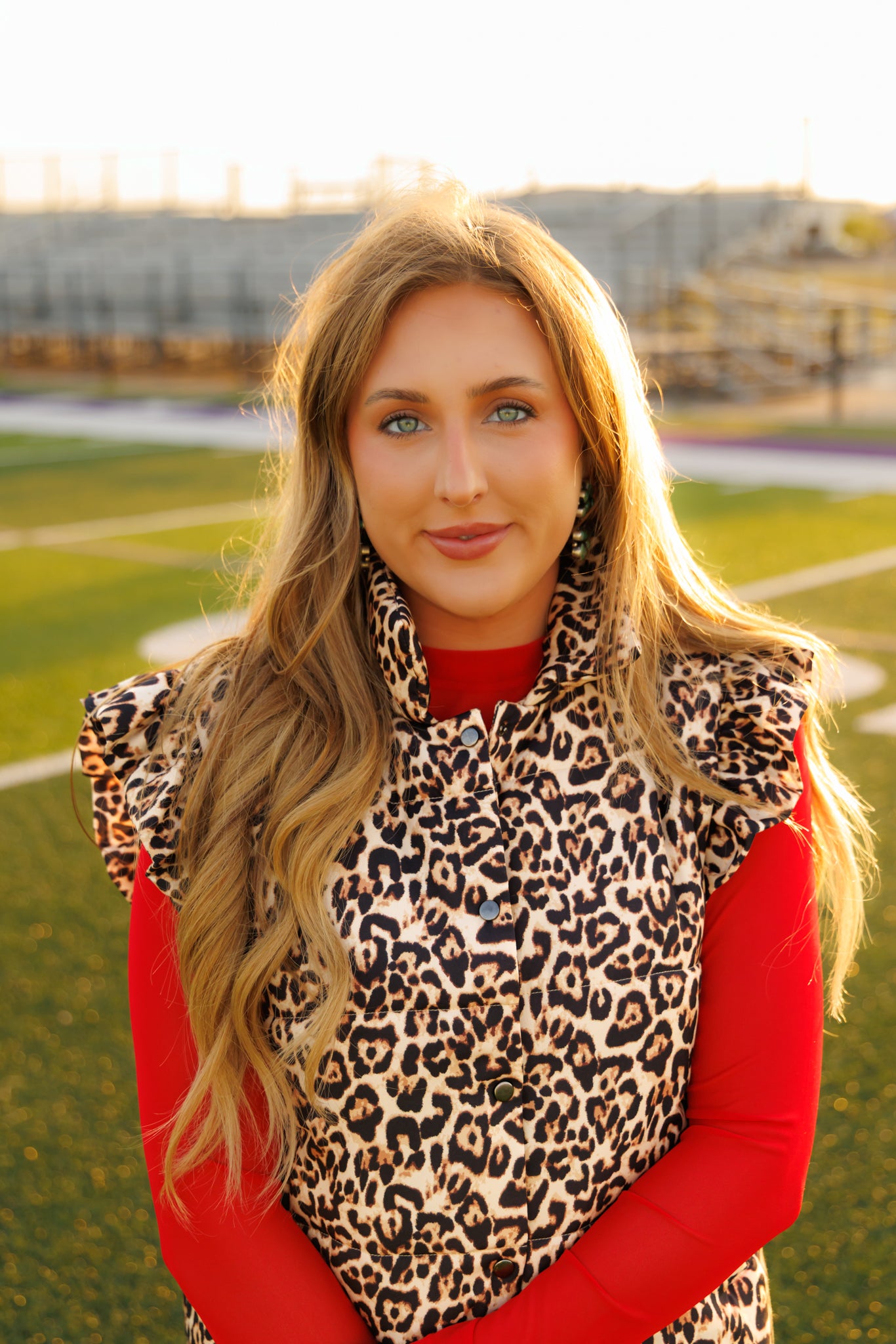 HH1171 LEOPARD RUFFLE PUFFER VEST