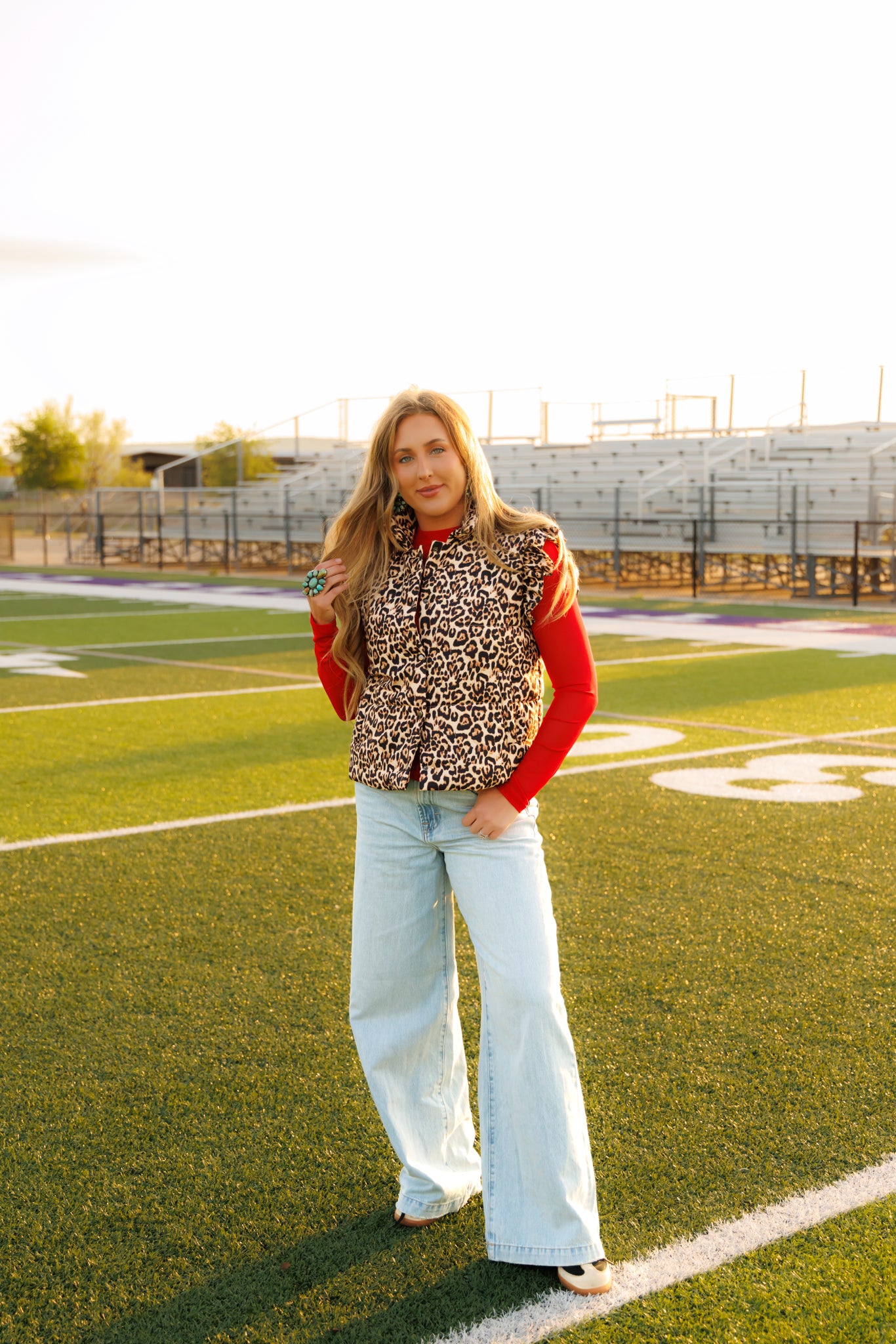 HH1171 LEOPARD RUFFLE PUFFER VEST