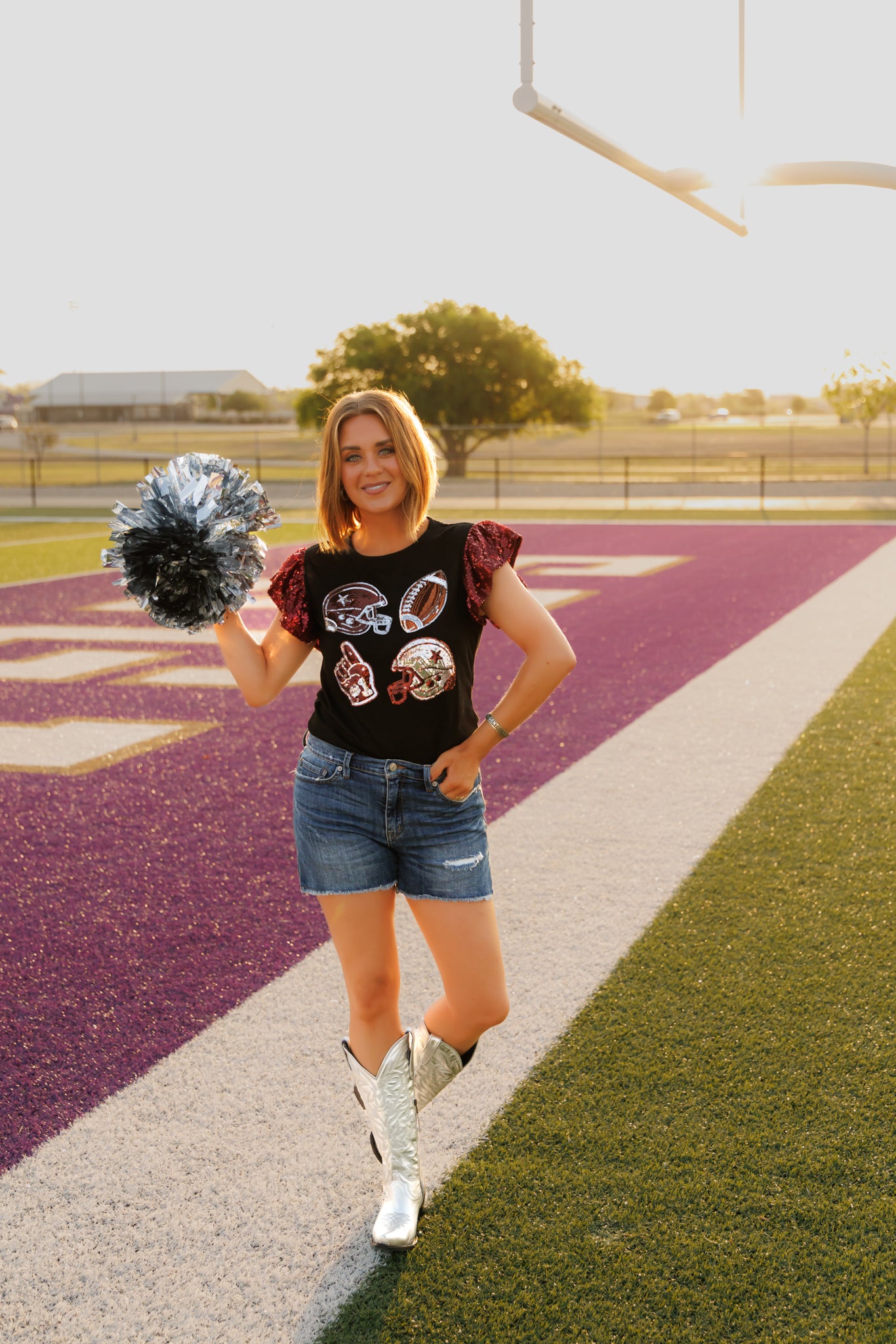 HH250 GO FIGHT WIN MAROON SEQUIN SLEEVES