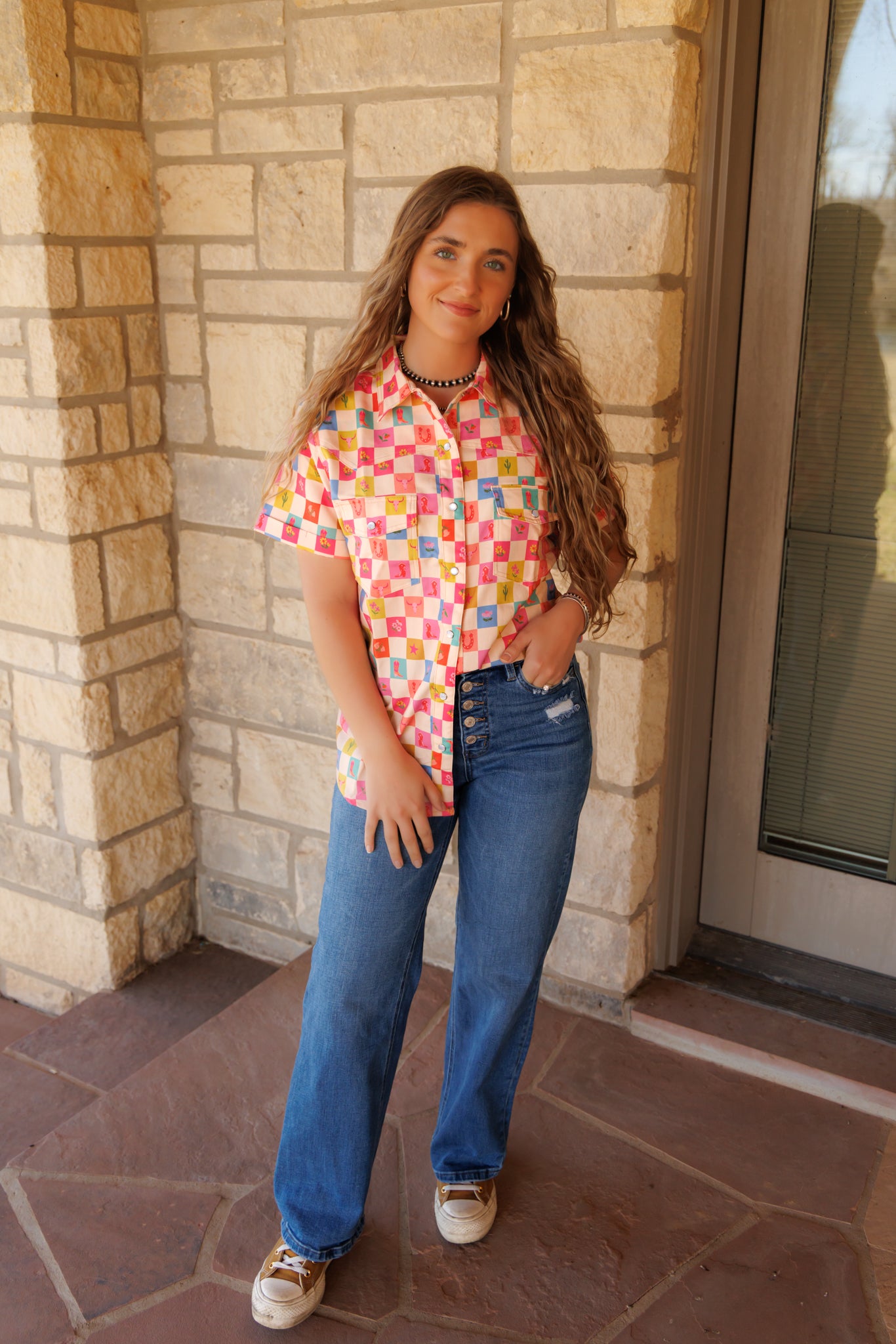 HH10 COWGIRL CHECK SS CUFFED PEARLS SNAP