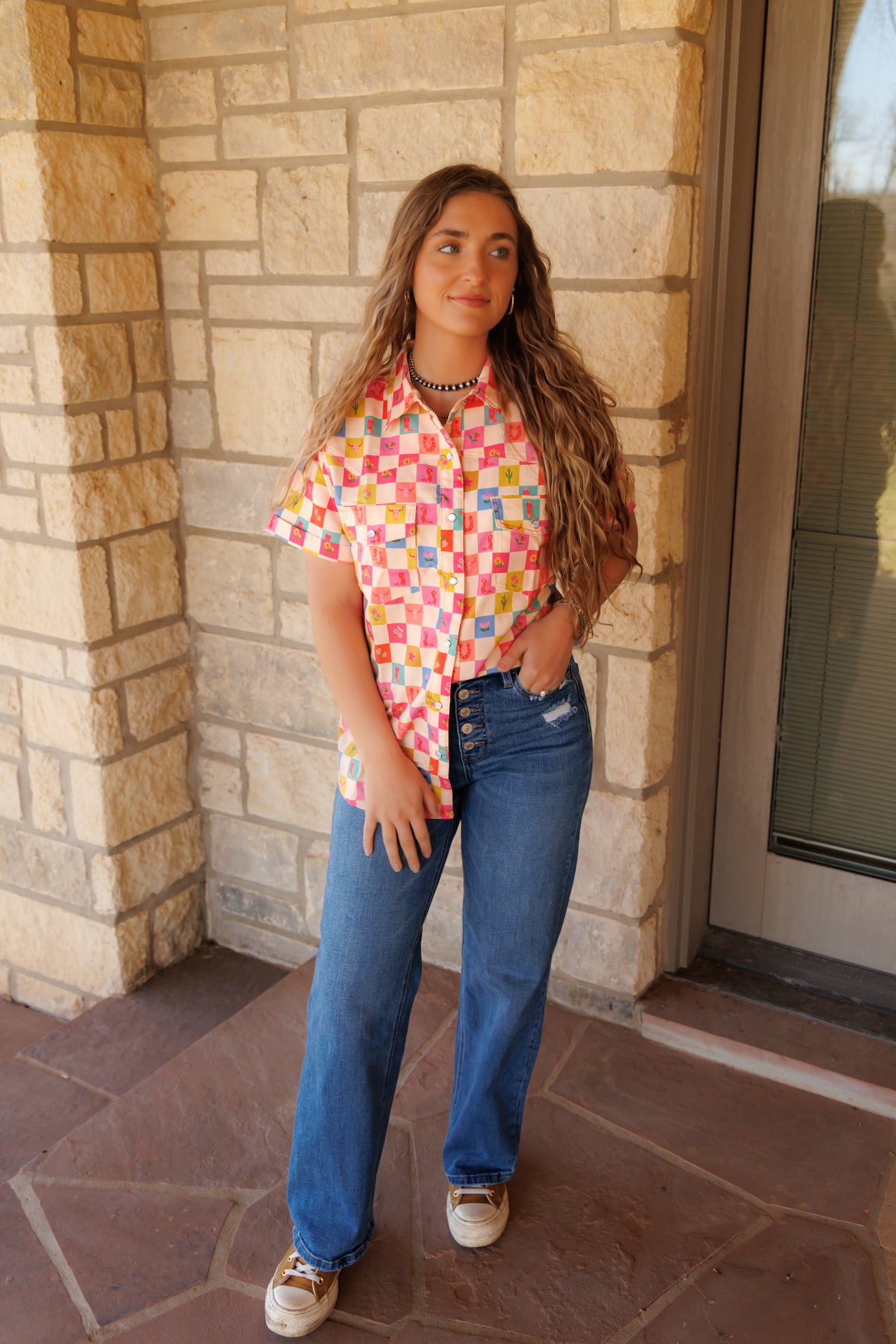 HH10 COWGIRL CHECK SS CUFFED PEARLS SNAP