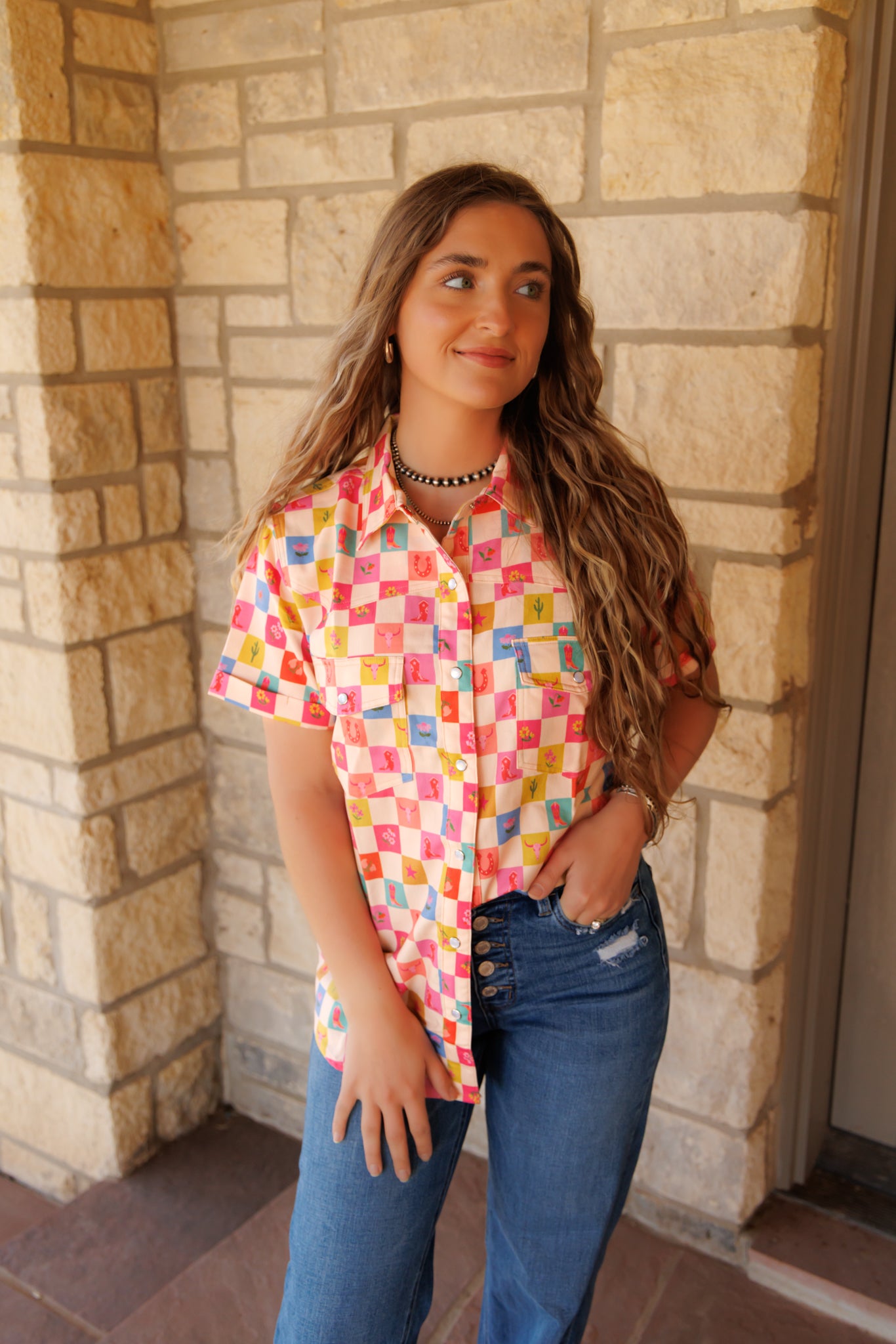 HH10 COWGIRL CHECK SS CUFFED PEARLS SNAP