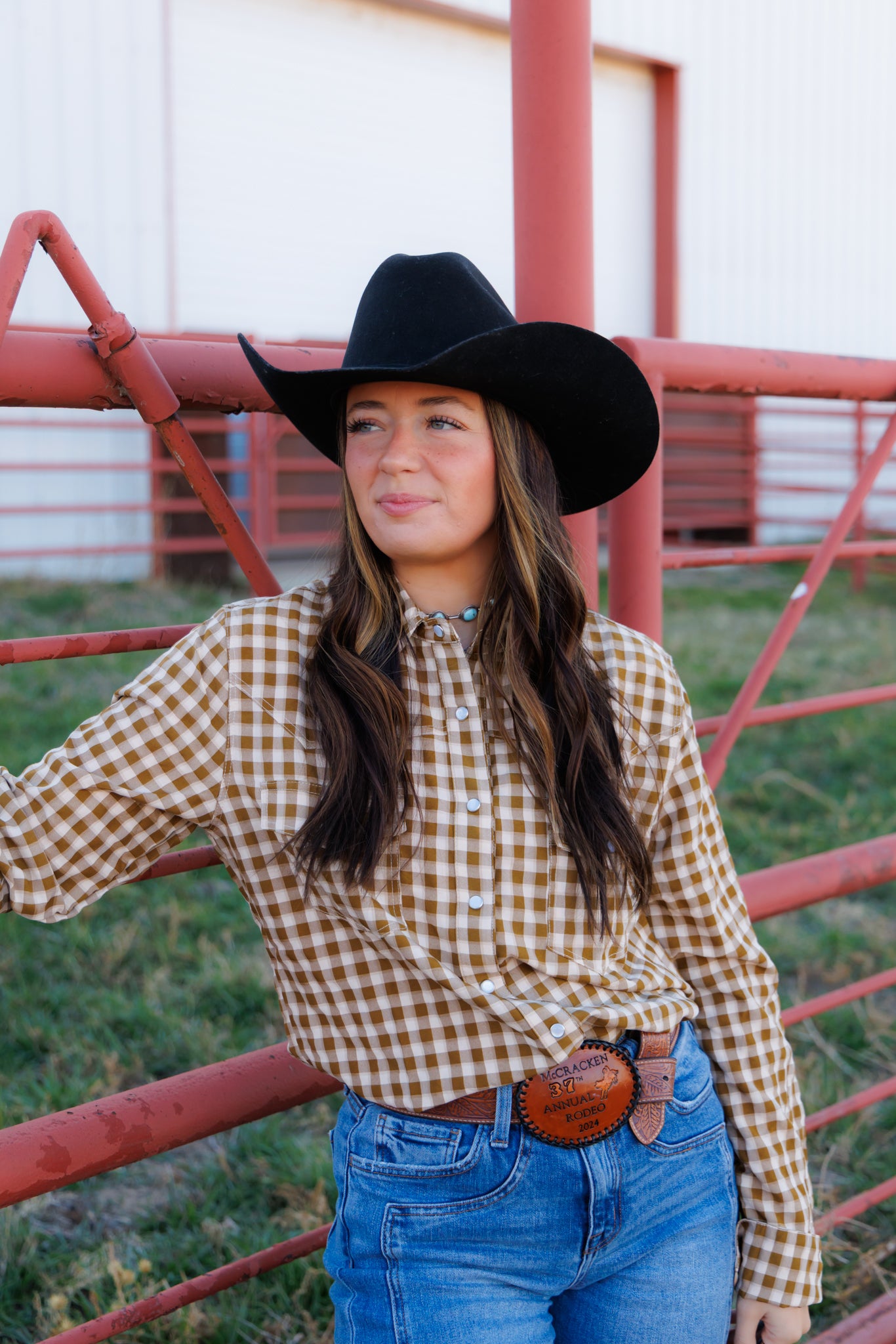 Pearl Snap, Brown/Olive Gingham HH11 (Pack OF 7)