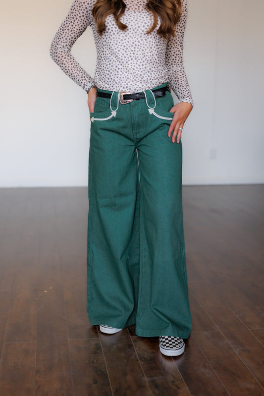 Pants, Green Smiley Wide Leg HH8900 (Pack OF 7)