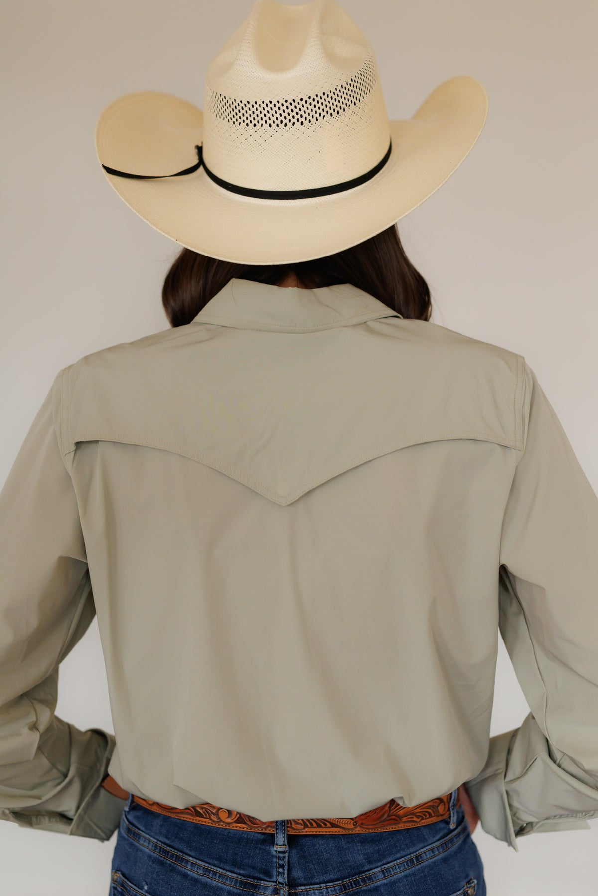 Sage Performance Long Sleeve Pearl Snap  (HH12)