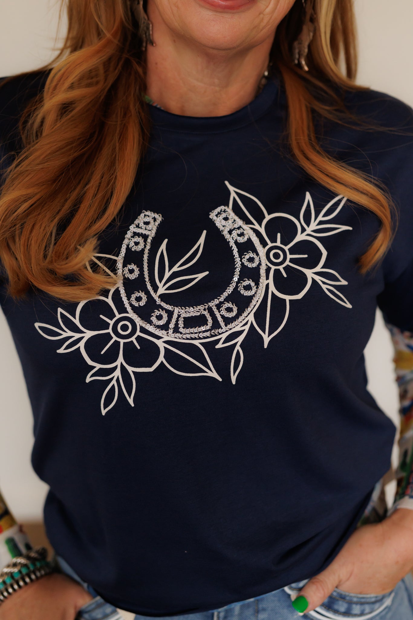 T-Shirt, Navy Horseshoe HH1412 (Pack of 7)