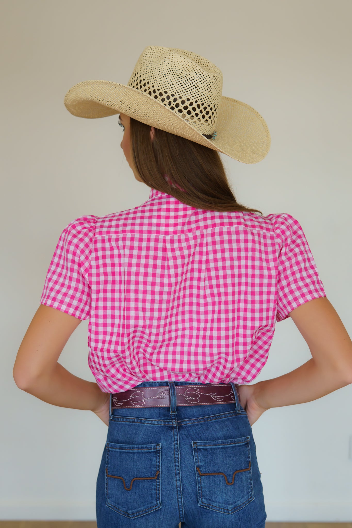 Tie Top,  Pink Gingham Ruffle TIE TOP HH179(Pack of 7)