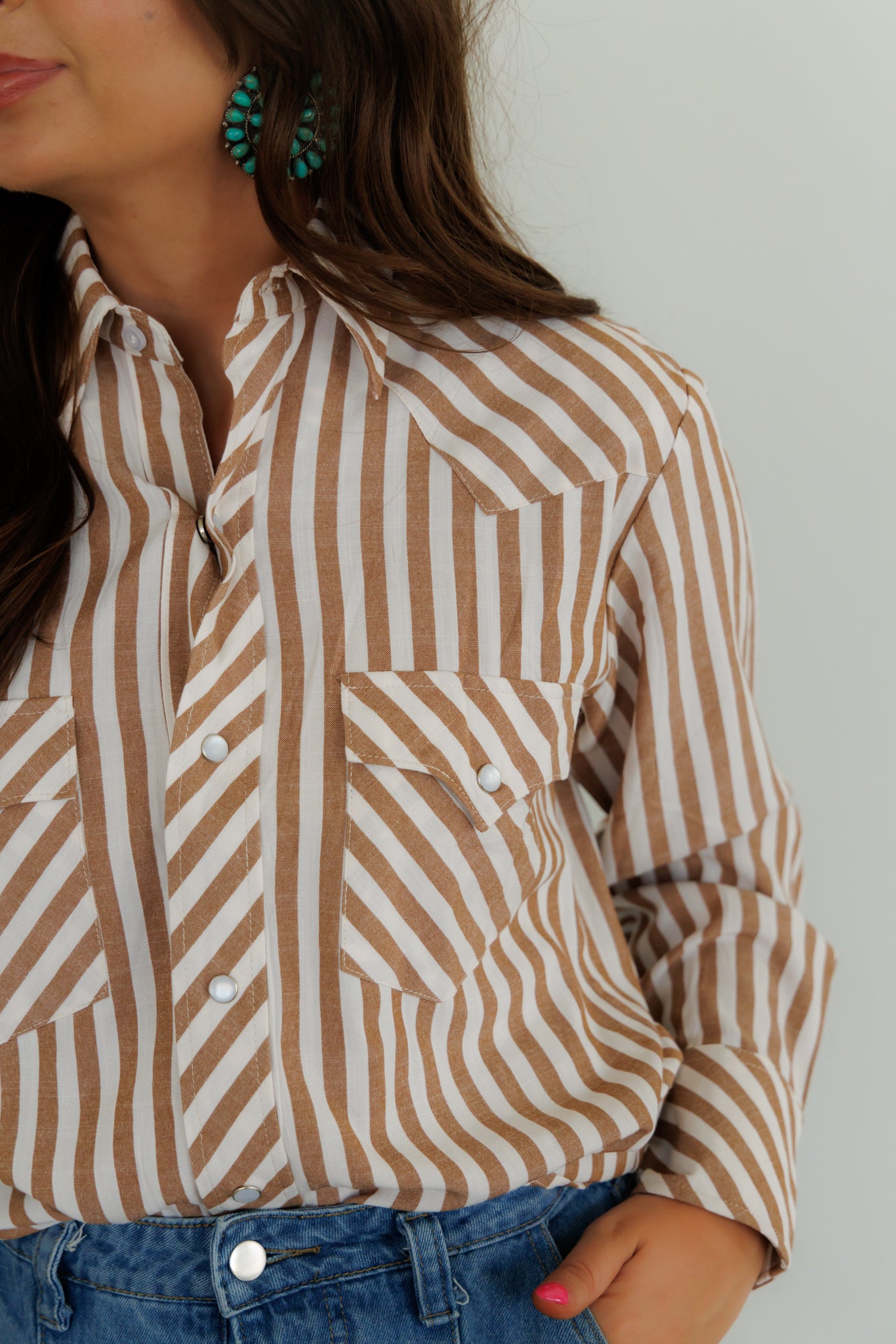 Pearl Snap, Brown Stripe LS HH19(Pack OF 7)