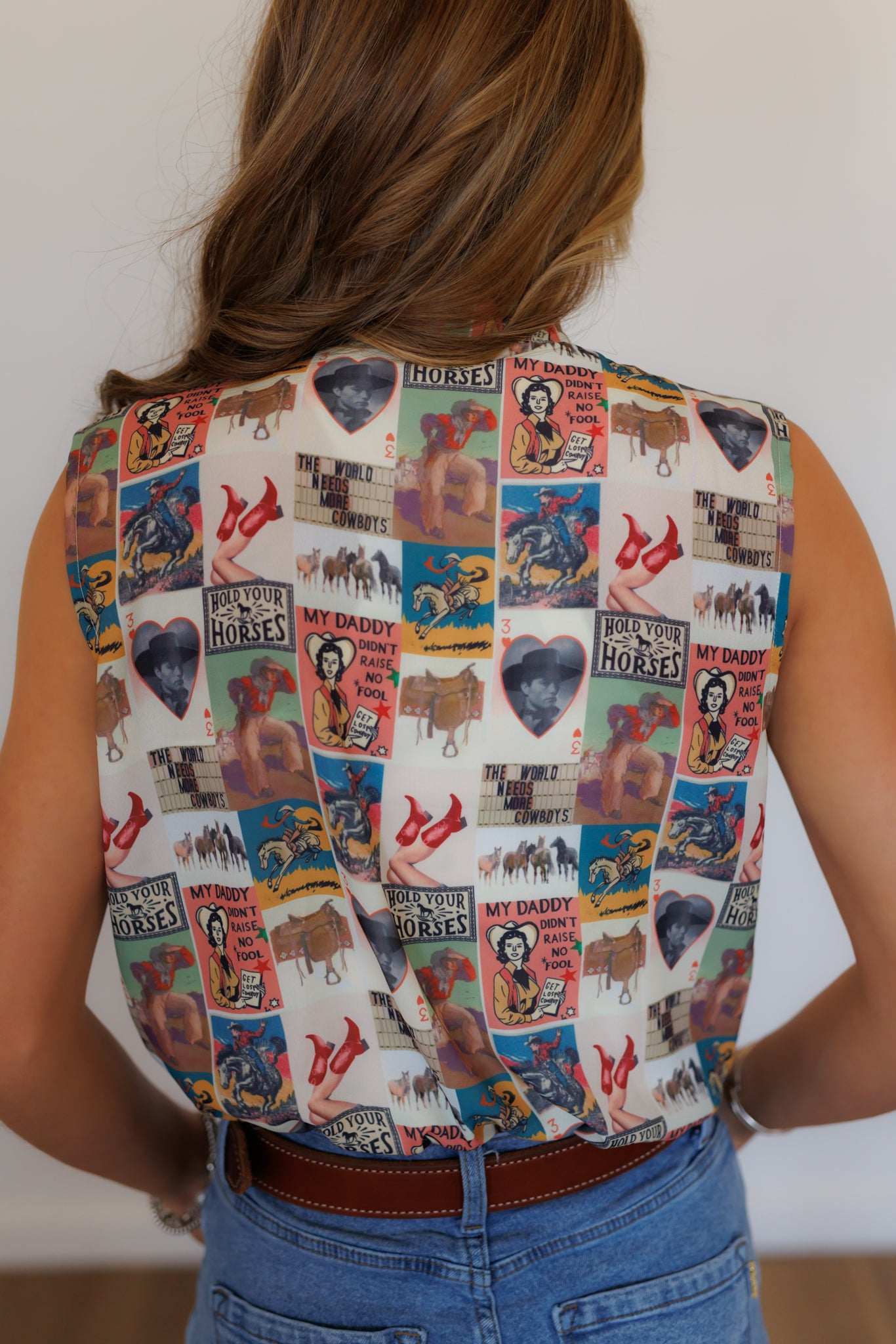 Top, Cowgirl Heart Tie Top HH2089(Pack of 7)