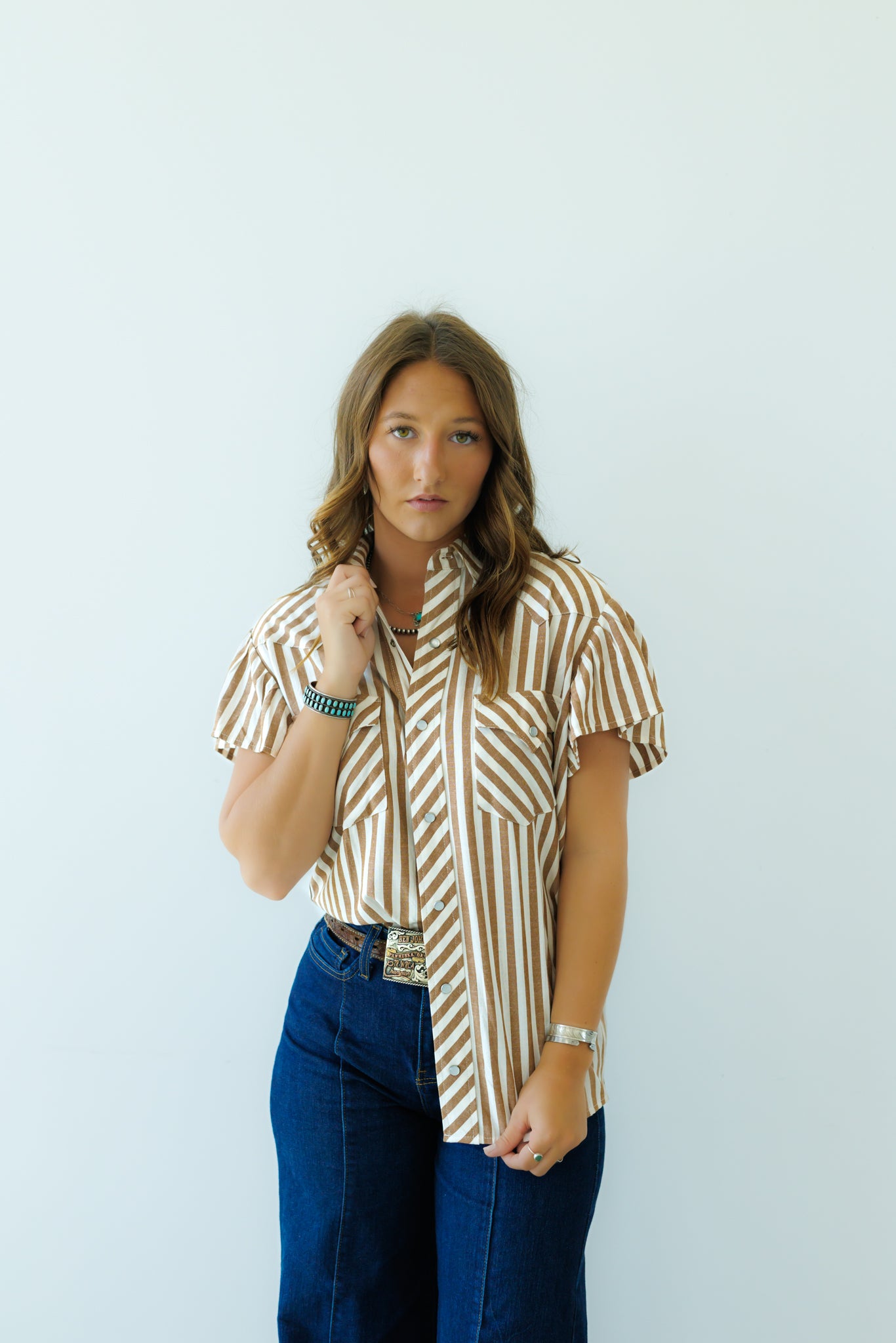 Pearl Snap, Brown Stripe SS HH21(Pack OF 7)