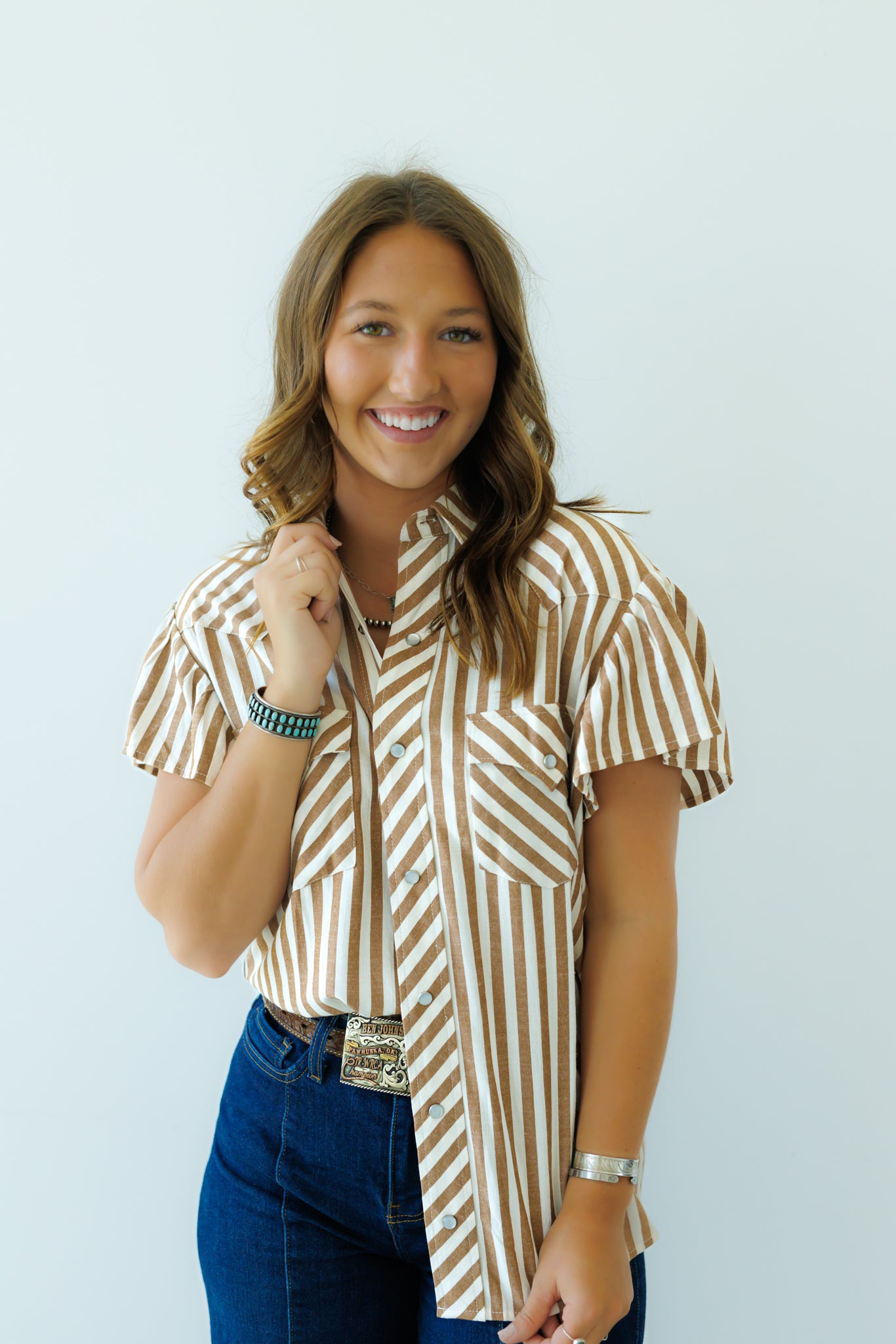 Pearl Snap, Brown Stripe SS HH21(Pack OF 7)