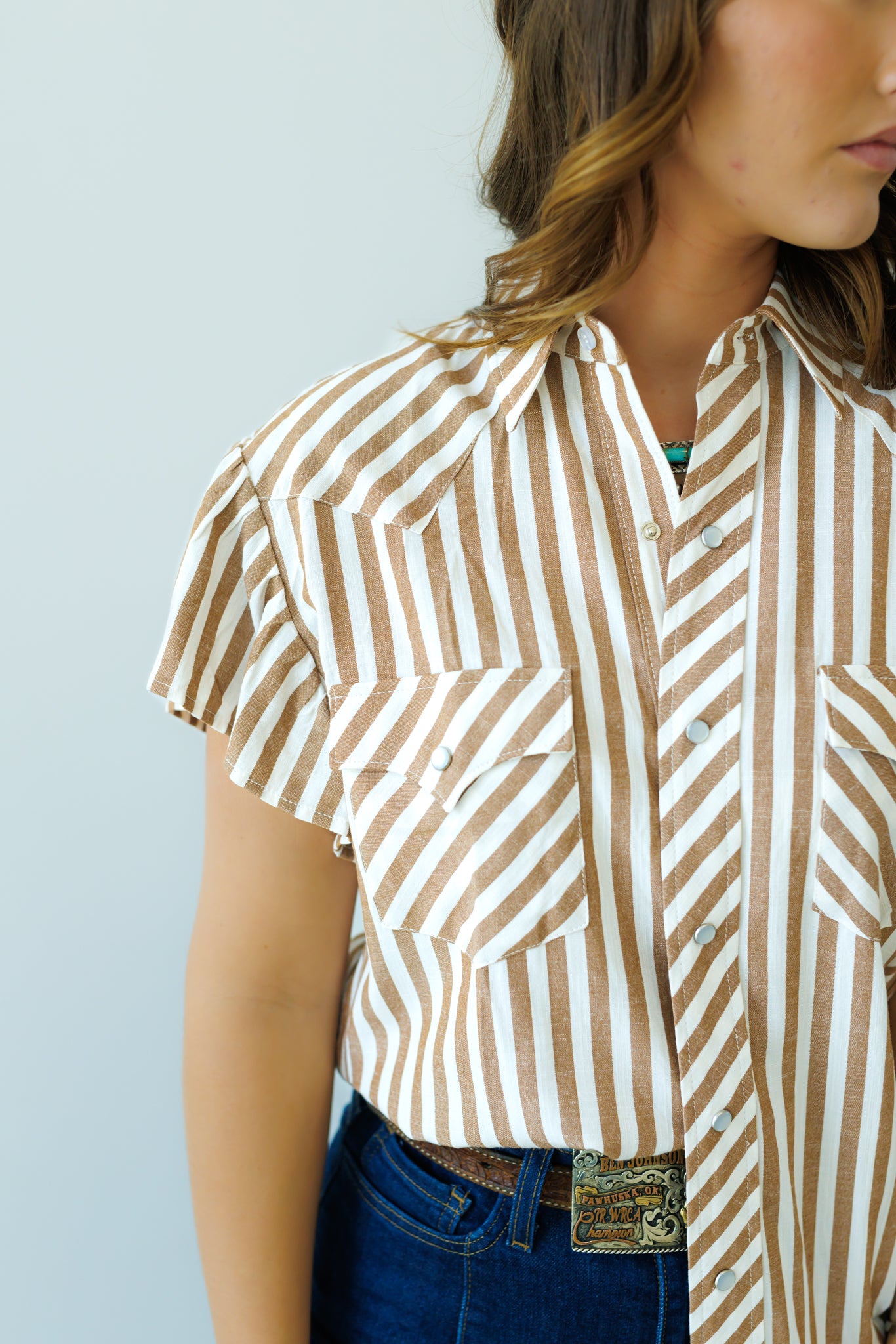 Pearl Snap, Brown Stripe SS HH21(Pack OF 7)