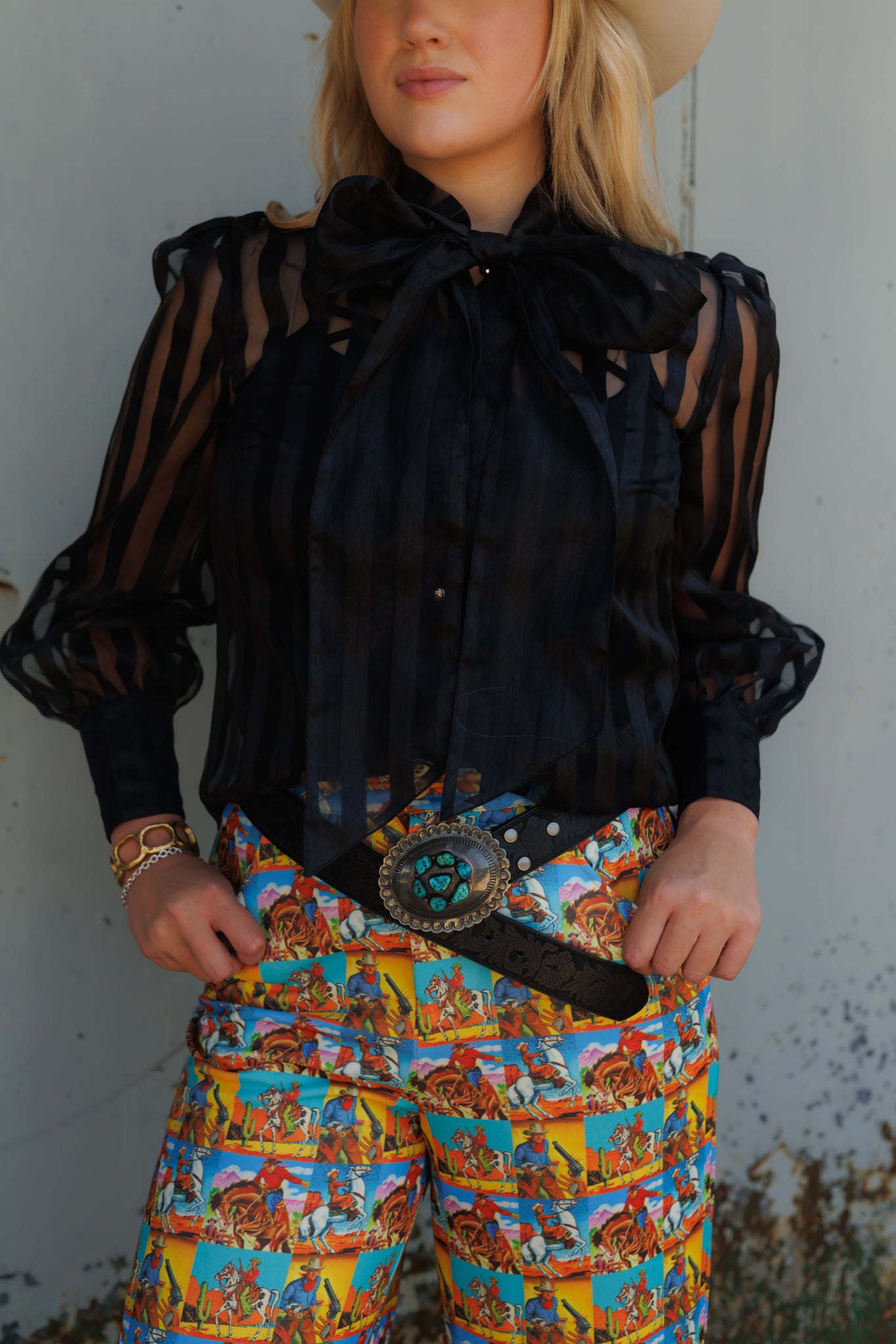 Tie Top, Monochrome Blk Stripe HH2712 (Pack OF 7)