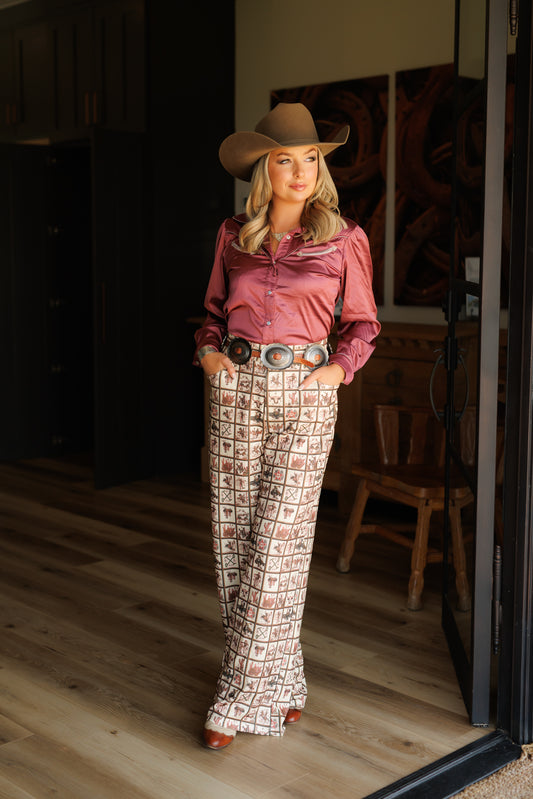 Pant, Brown Western Square HH221 (Pack OF 7)