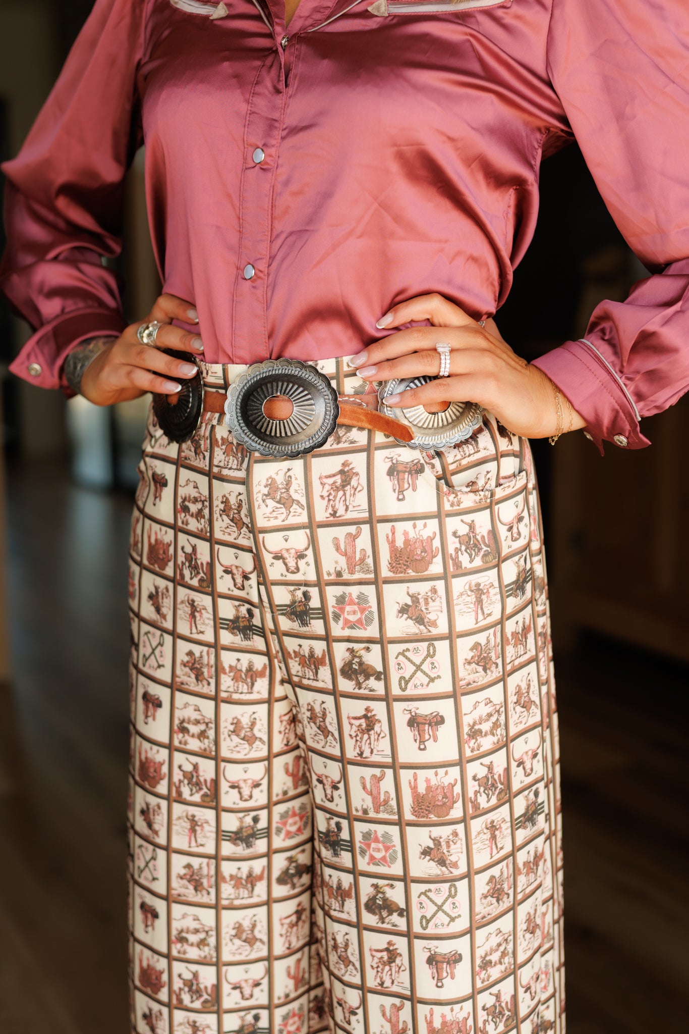 Pant, Brown Western Square HH221 (Pack OF 7)