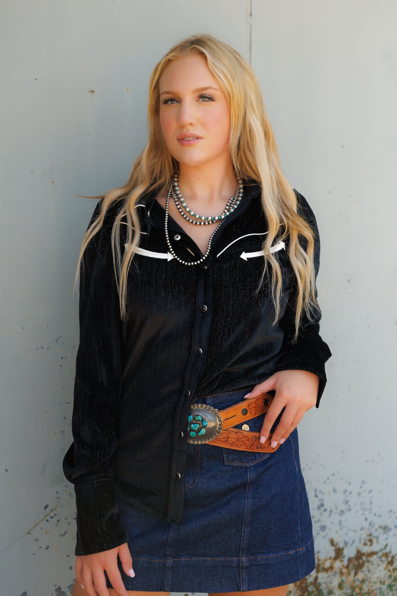 Pearl Snap, BLack Velvet LS HH2732(Pack OF 7)