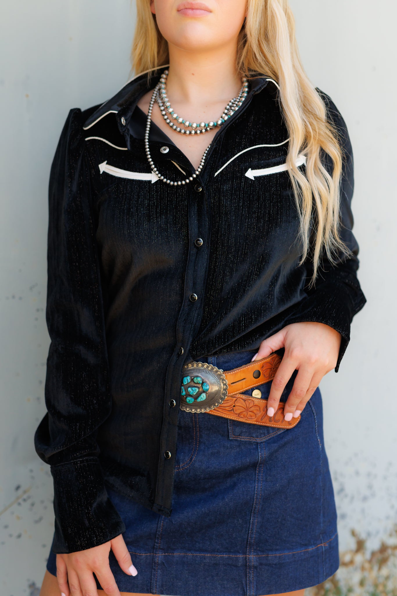 Pearl Snap, BLack Velvet LS HH2732(Pack OF 7)