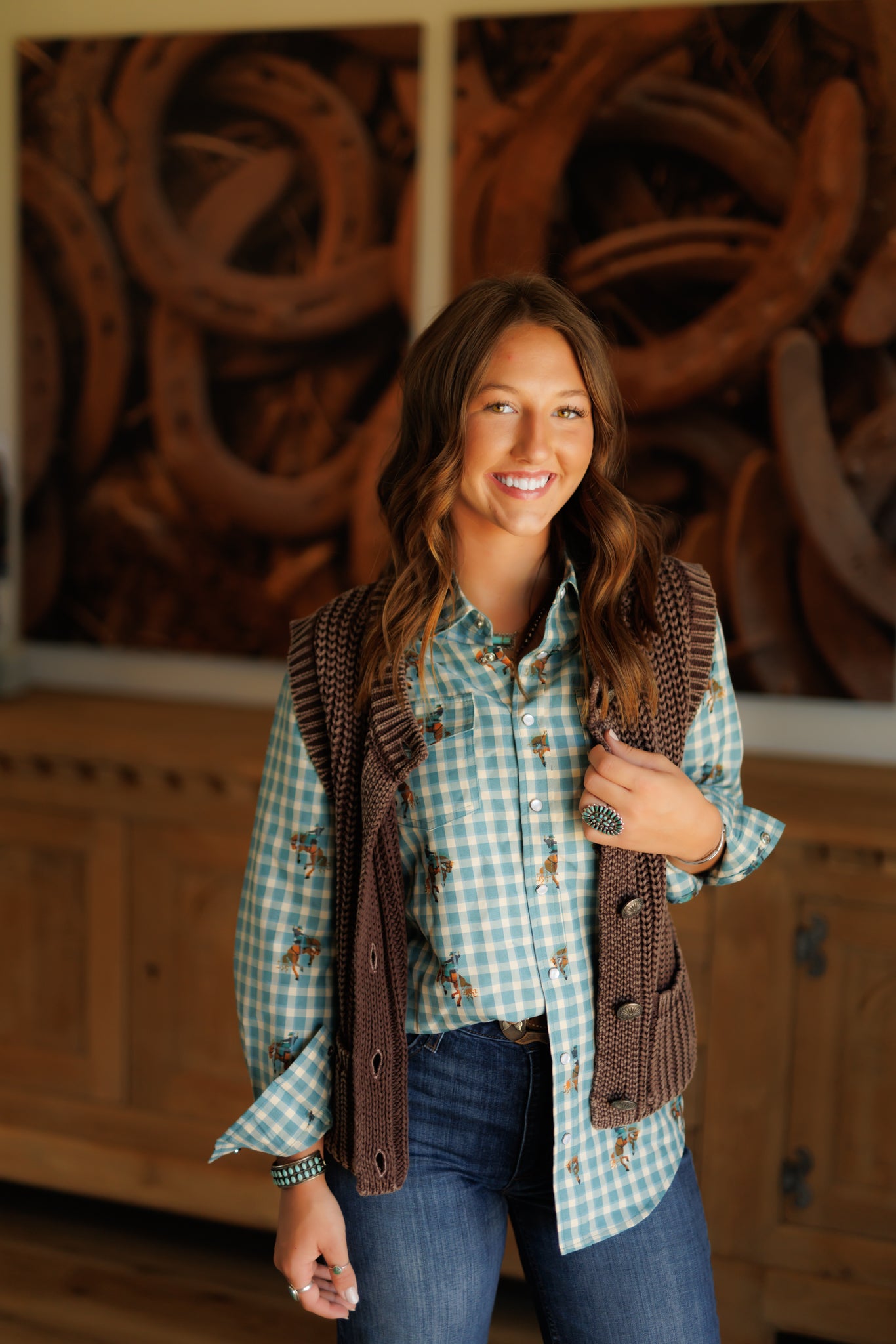 Vest, Brown Corded Concho HH2604(Pack OF 7)