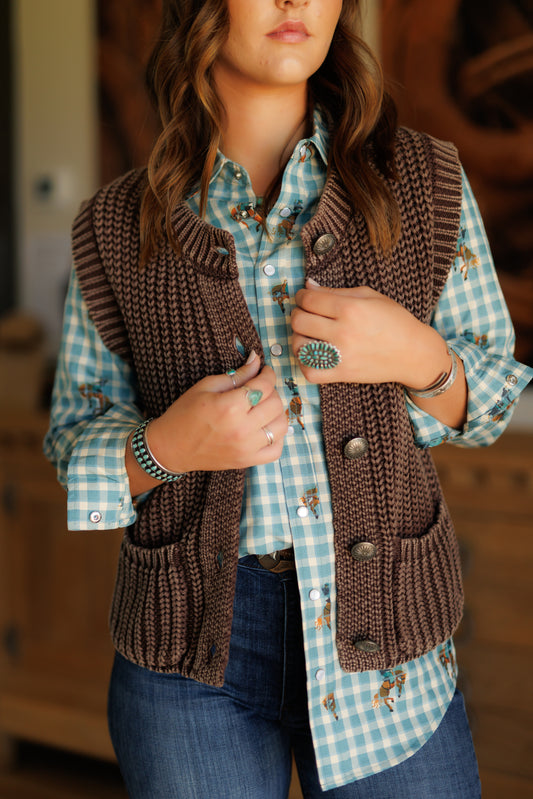 Vest, Brown Corded Concho HH2604(Pack OF 7)