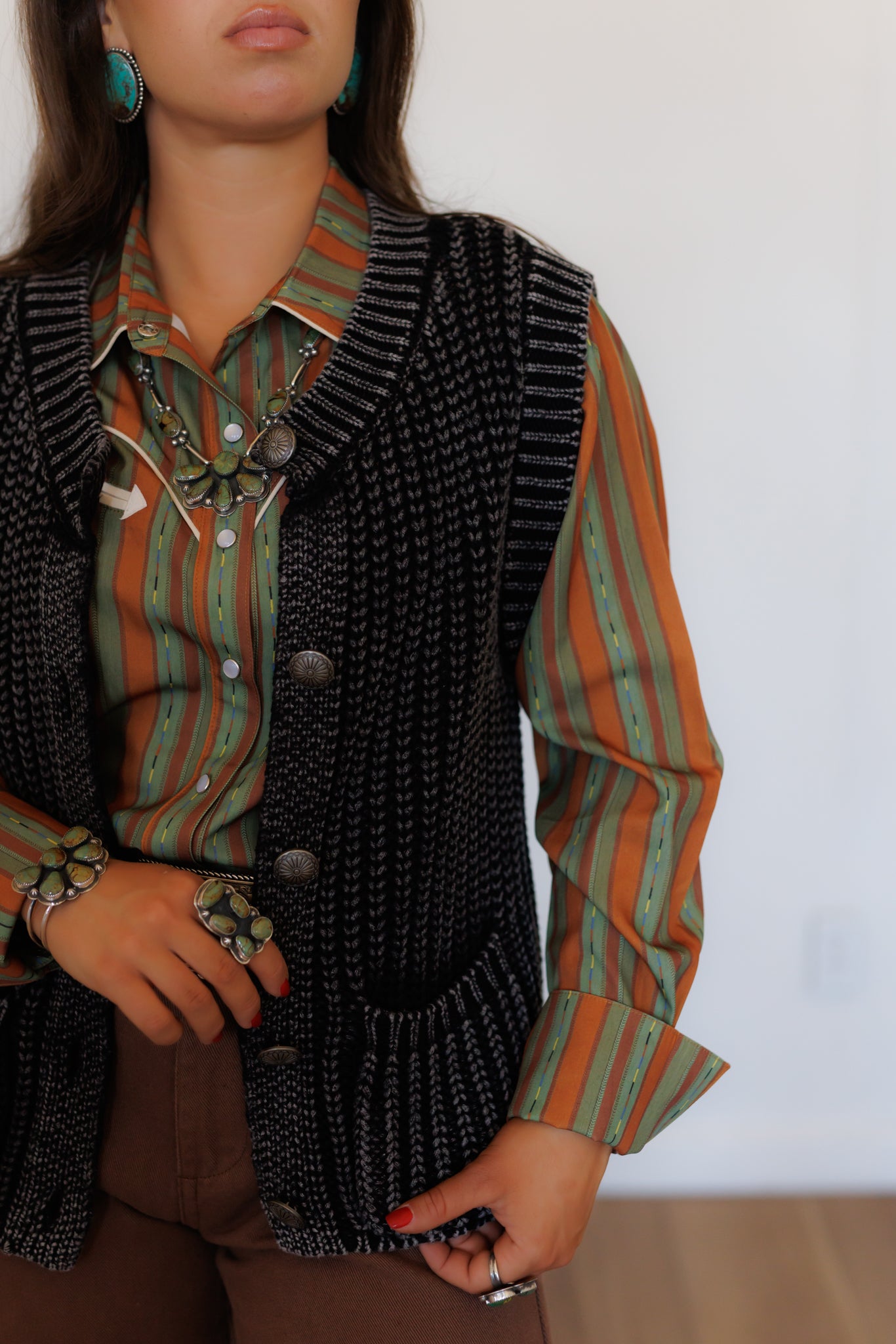 Vest, Black Corded Concho HH2604(Pack OF 7)