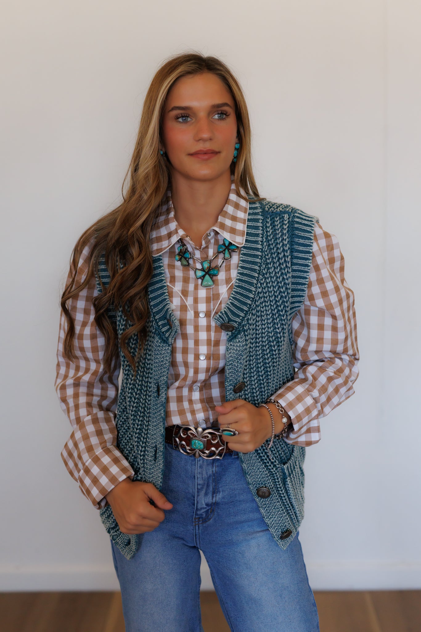 Vest, Teal Corded Concho HH2604(Pack OF 7)