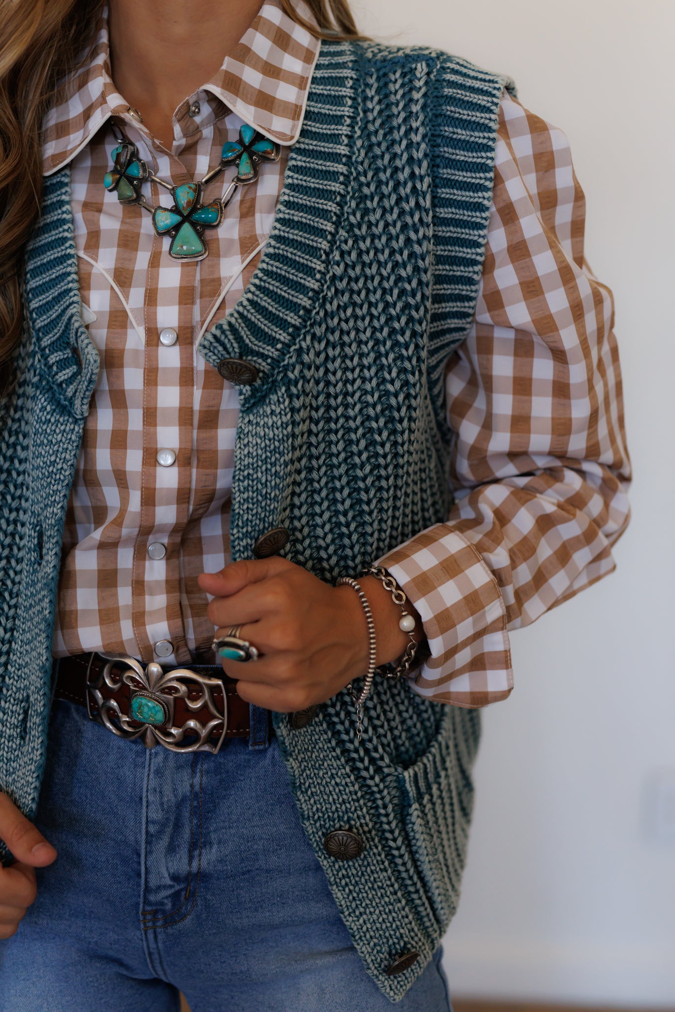 Vest, Teal Corded Concho HH2604(Pack OF 7)