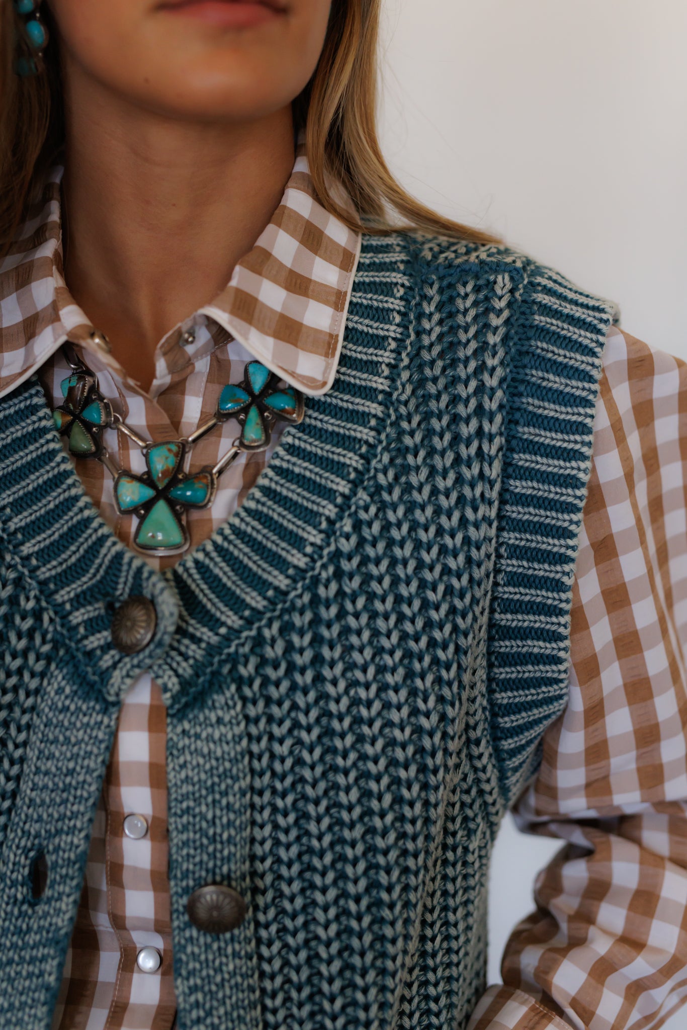 Vest, Teal Corded Concho HH2604(Pack OF 7)