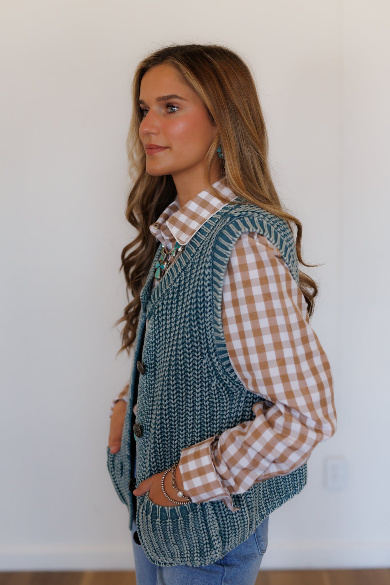 Vest, Teal Corded Concho HH2604(Pack OF 7)