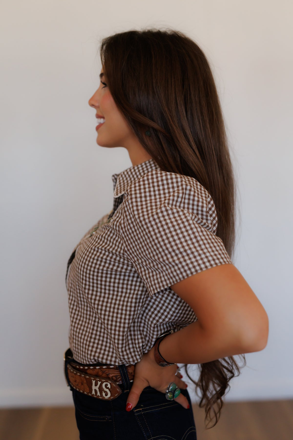 Pearl Snap, Brown Gingham HH2705 (Pack OF 7)