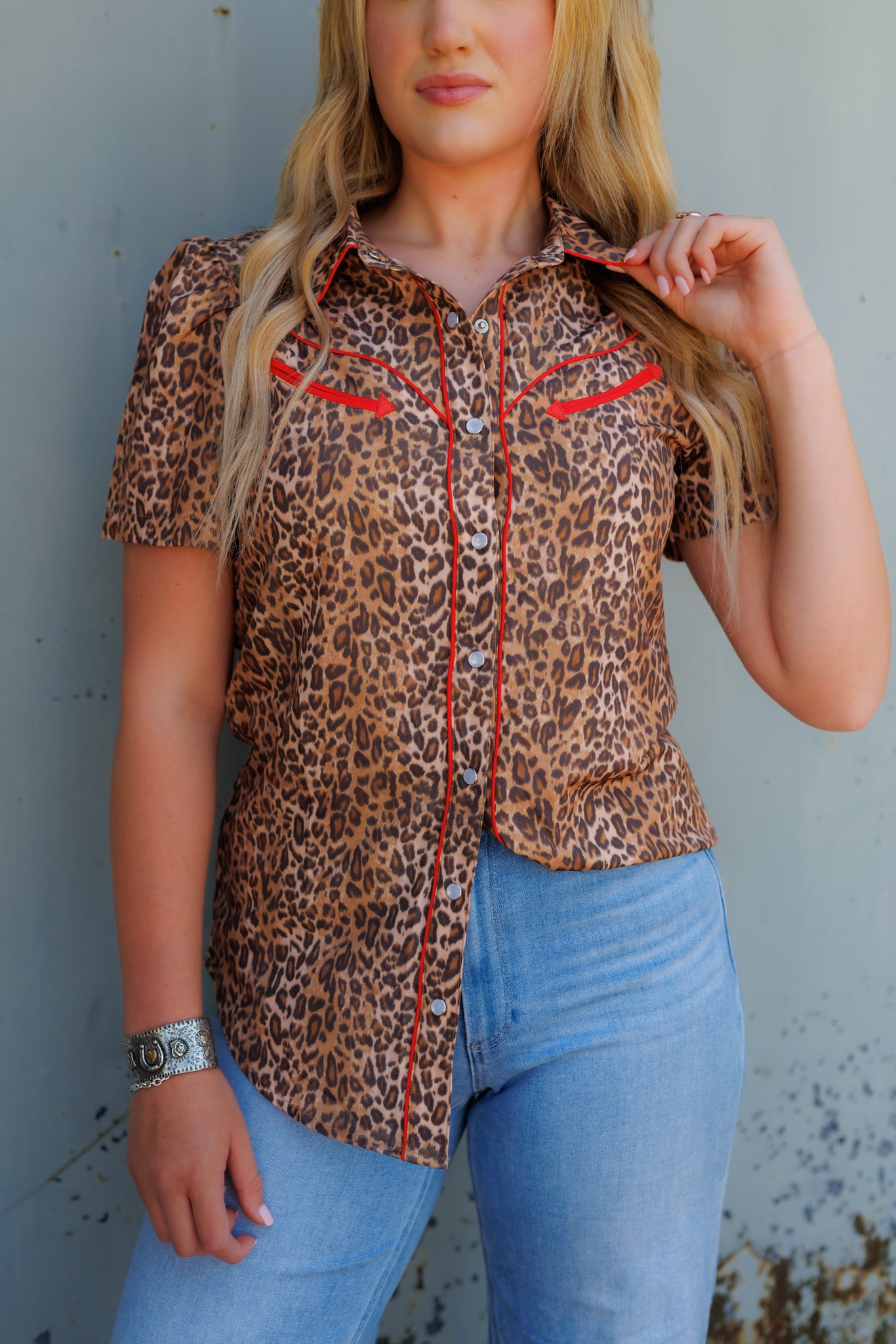 Pearl Snap, Leopard/Red SS HH2707(Pack of 7)