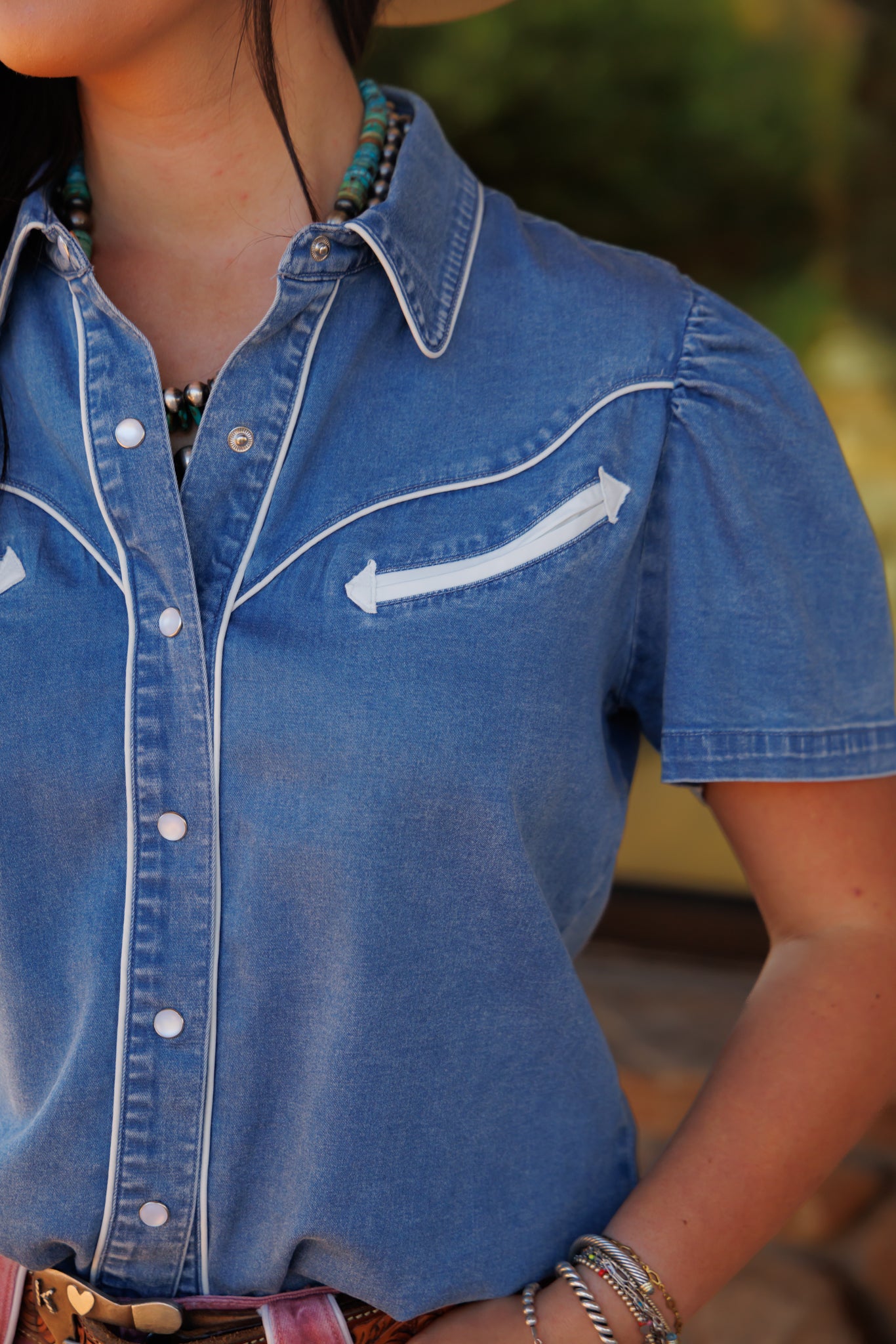 Pearl Snap, Denim SS HH2707 (Pack of 7)