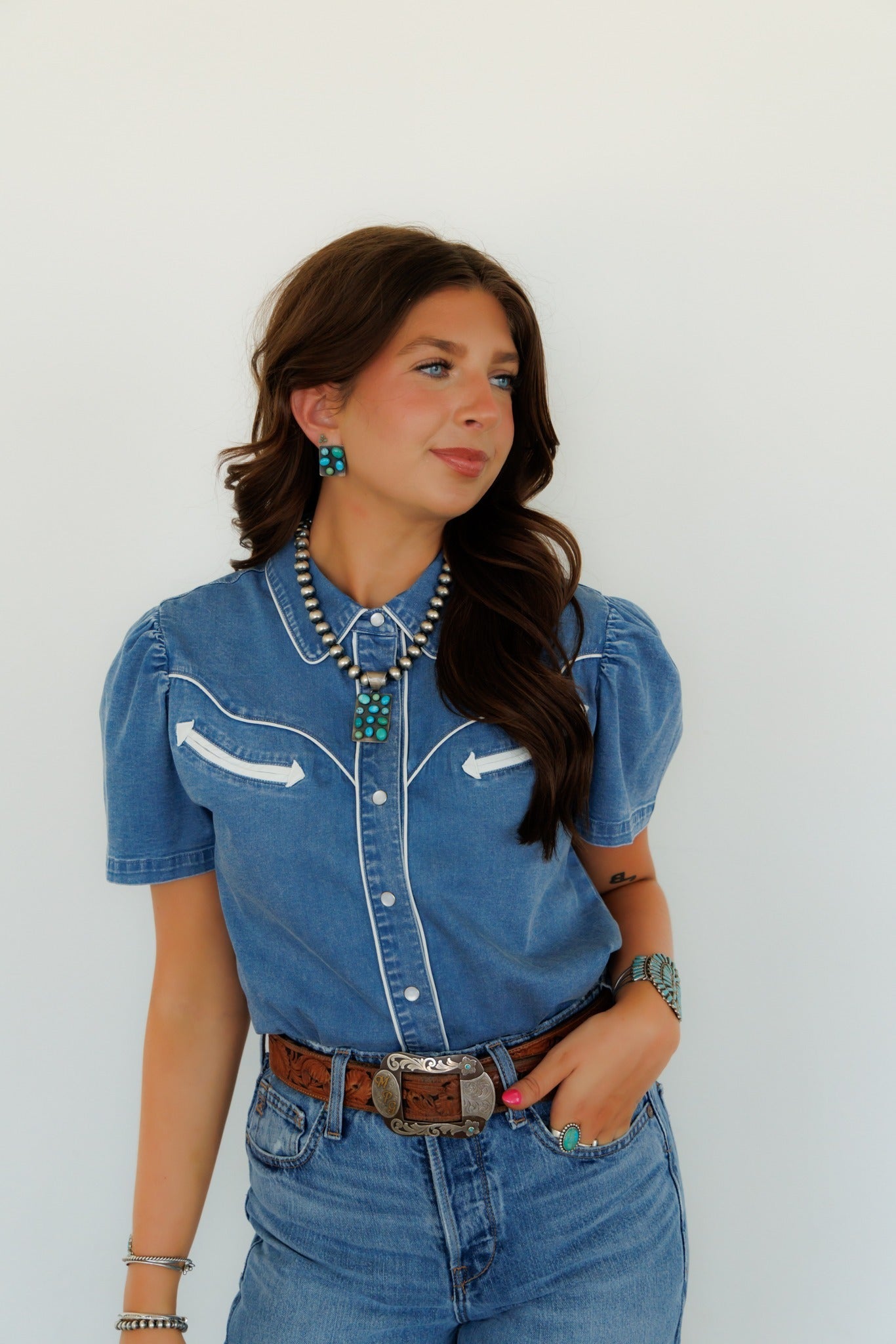 Pearl Snap, Denim SS HH2707 (Pack of 7)