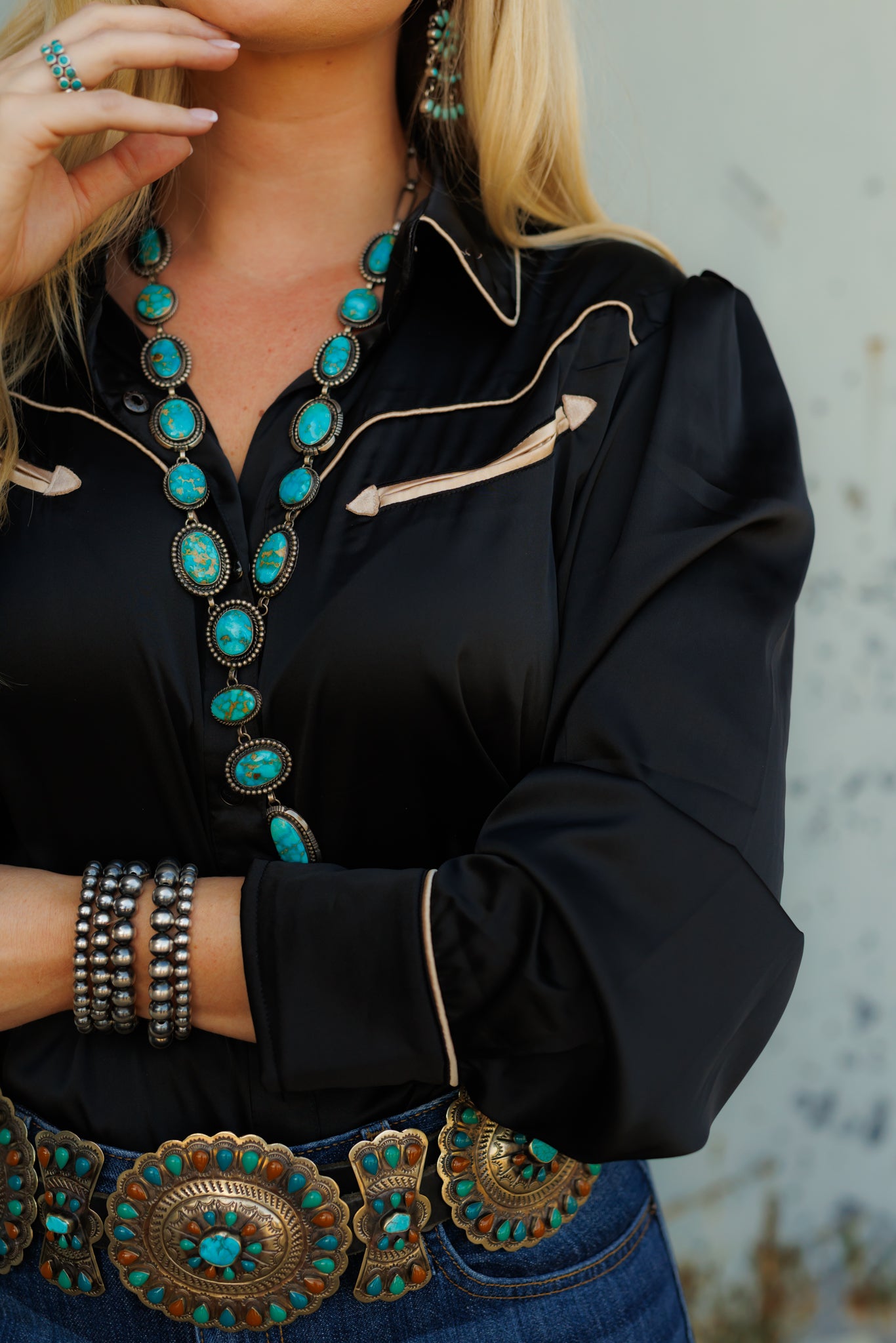 Pearl Snap, Black Satin LS HH2708(Pack OF 7)