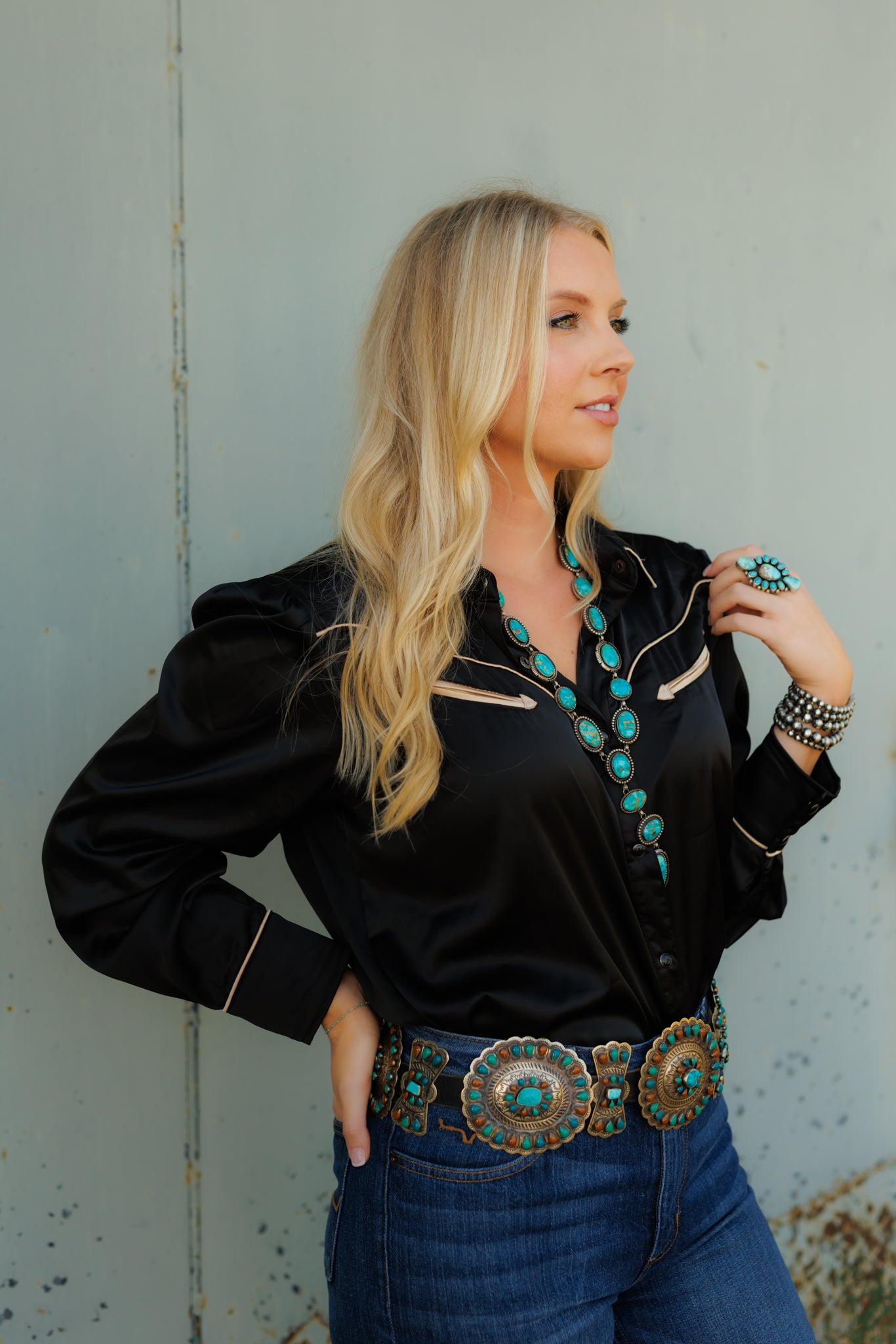 Pearl Snap, Black Satin LS HH2708(Pack OF 7)