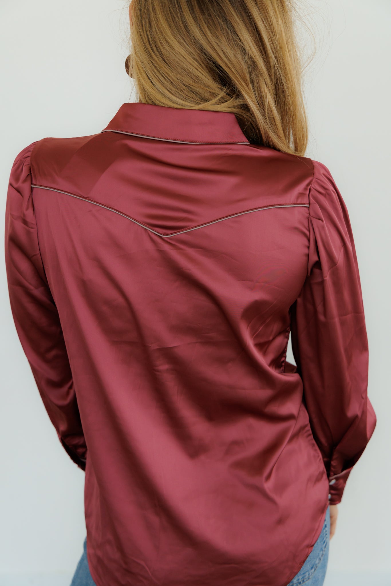 Pearl Snap, Berry Satin LS HH2708 (Pack OF 7)