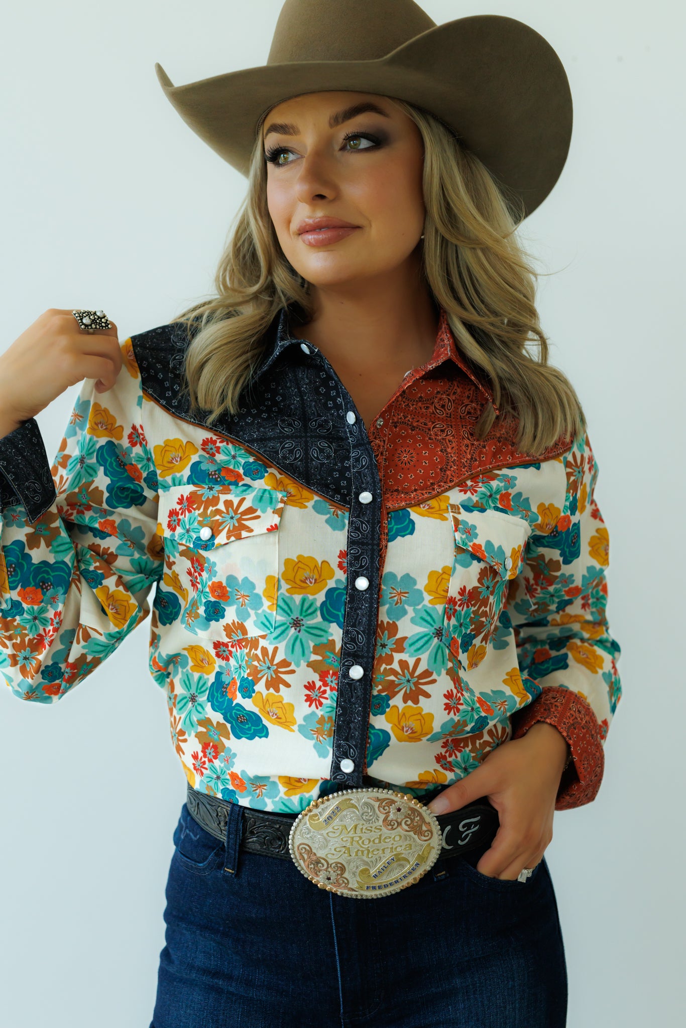 Pearl Snap, Rust Bandana Floral HH2709 (Pack OF 7)