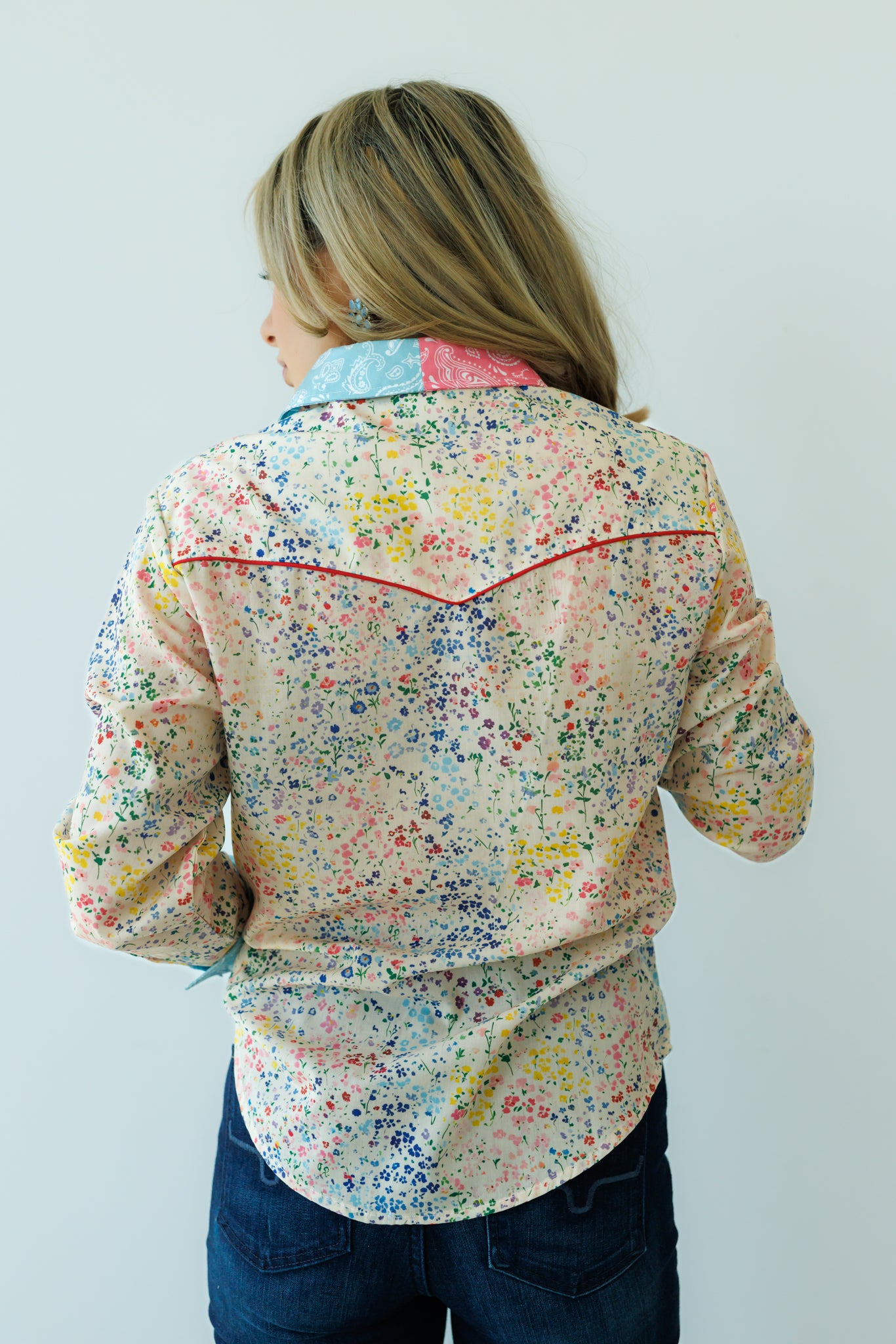 Pearl Snap, Blue PInk Bandana Floral HH2709 (Pack OF 7)